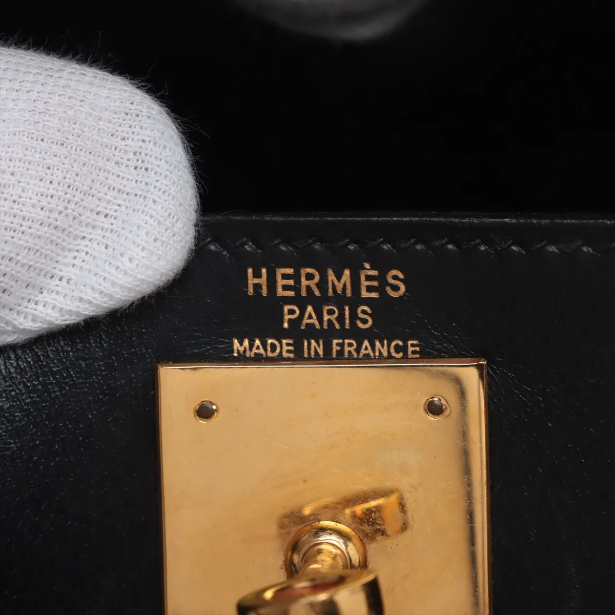 [Individually wrapped] Hermes Kelly 28 Le Tourne Box Calf Black Gold Hardware K:1981 — view 11