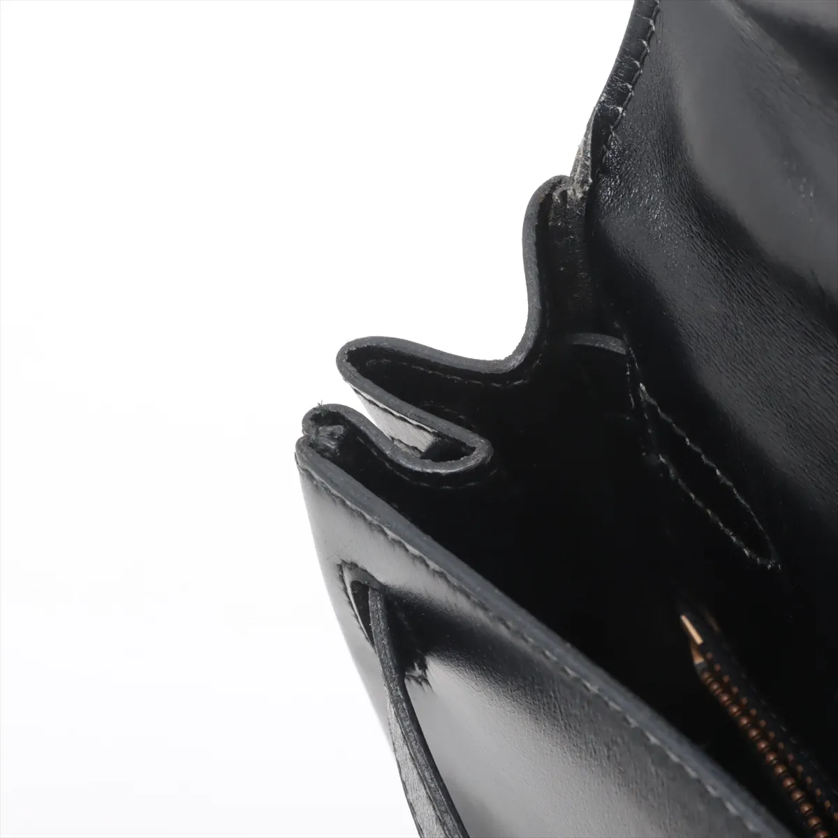 [Individually wrapped] Hermes Kelly 28 Le Tourne Box Calf Black Gold Hardware K:1981 — view 12