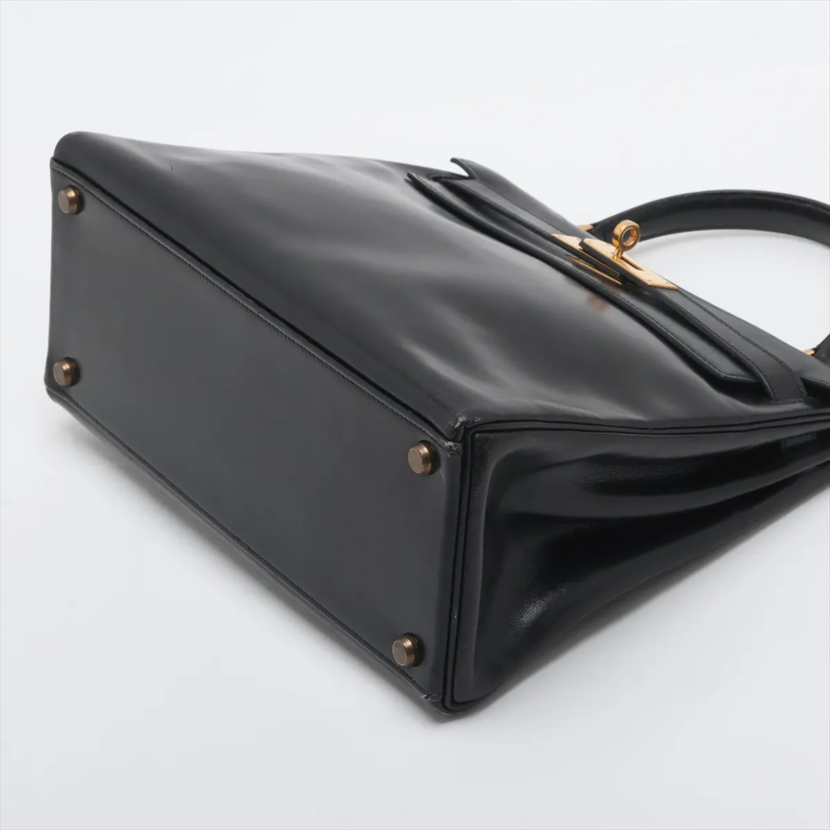 [Individually wrapped] Hermes Kelly 28 Le Tourne Box Calf Black Gold Hardware K:1981 — view 3