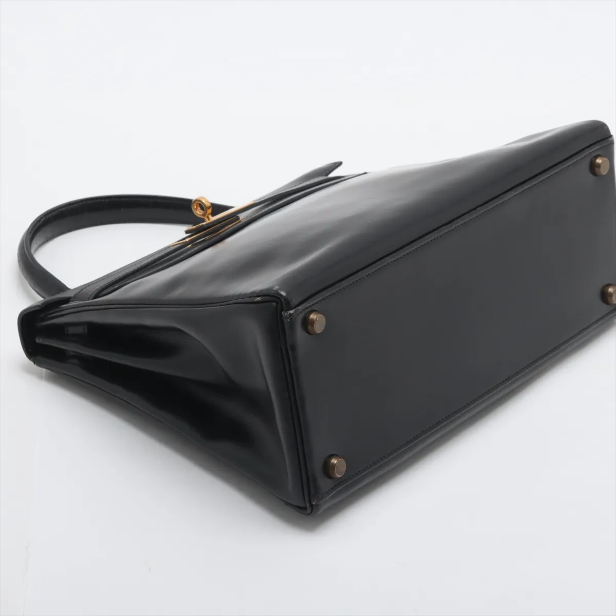 [Individually wrapped] Hermes Kelly 28 Le Tourne Box Calf Black Gold Hardware K:1981 — view 4