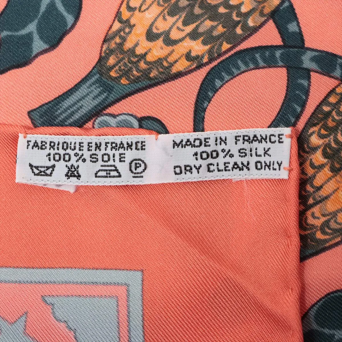 Carre 90 EARLY AMERICA scarf, silk, orange. Shows signs of wear, including snags, — view 7