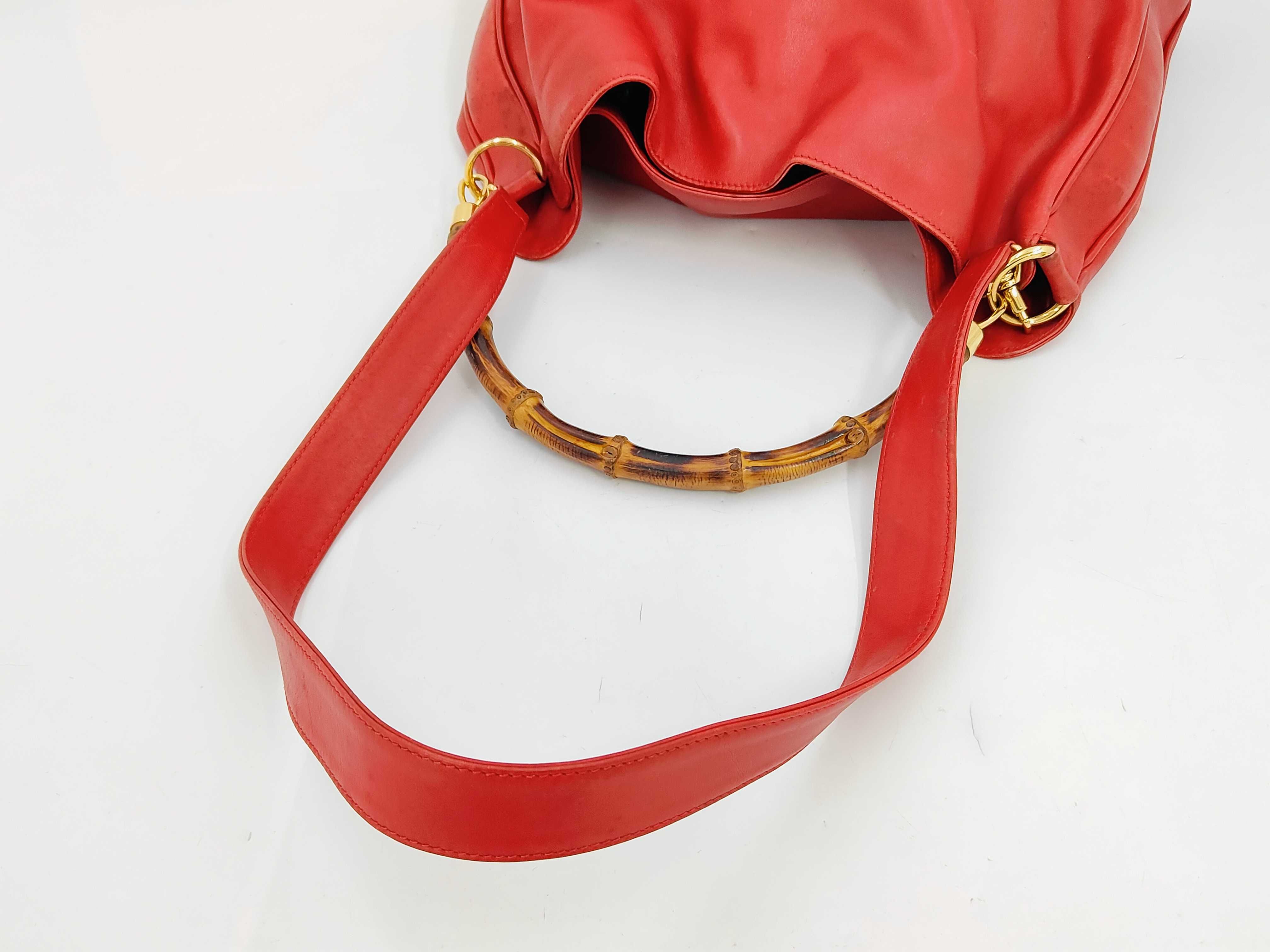 Bamboo 2-way Calf Leather Red Shoulder Bag — view 3
