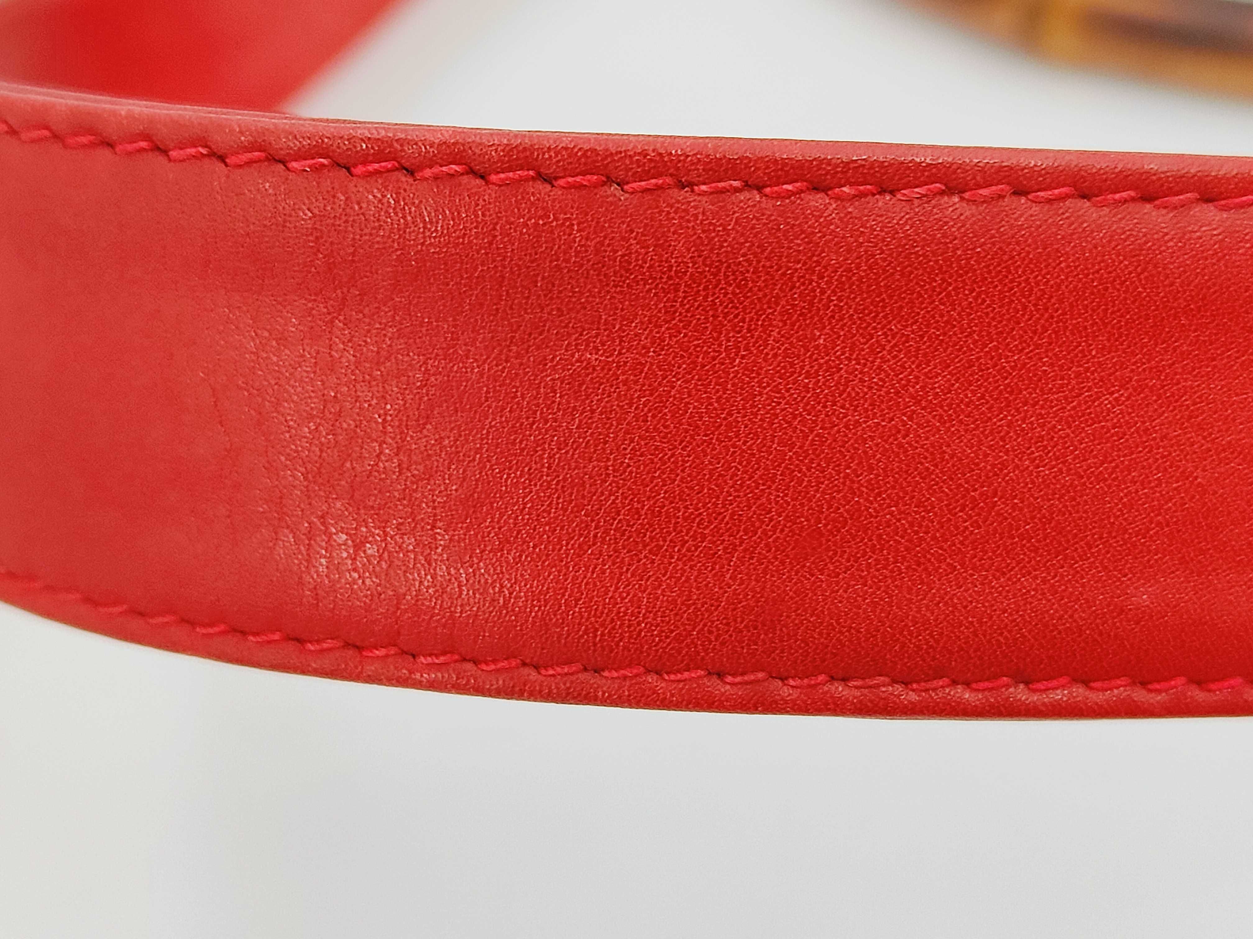 Bamboo 2-way Calf Leather Red Shoulder Bag — view 4