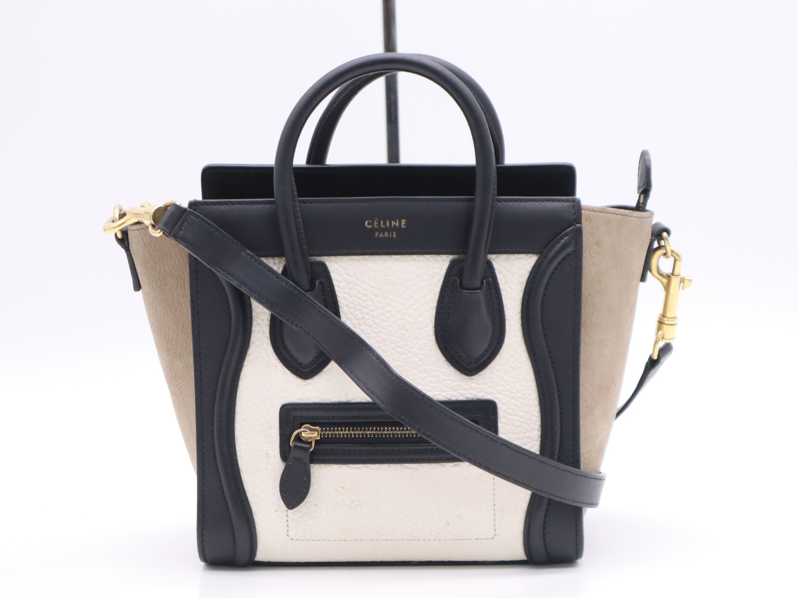 Leather x Suede Luggage Nano 2-Way Handbag, Multicolor