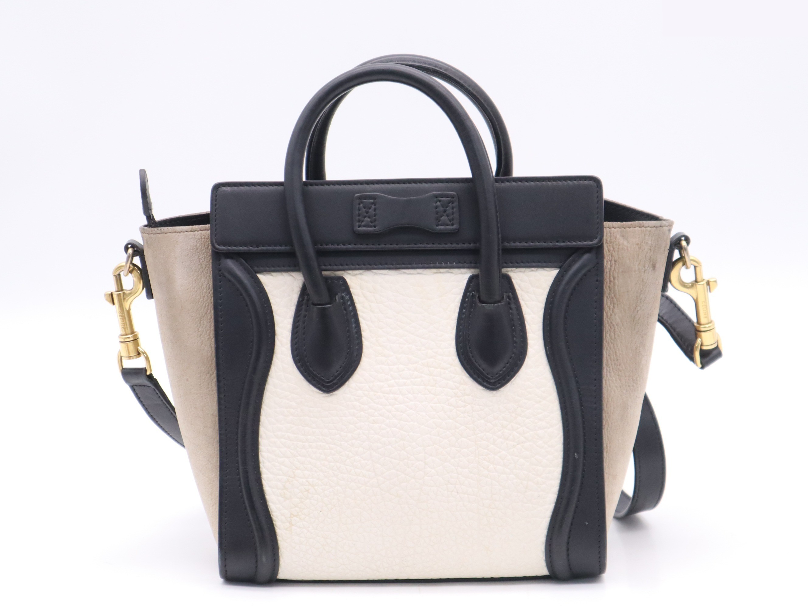 Leather x Suede Luggage Nano 2-Way Handbag, Multicolor — view 2