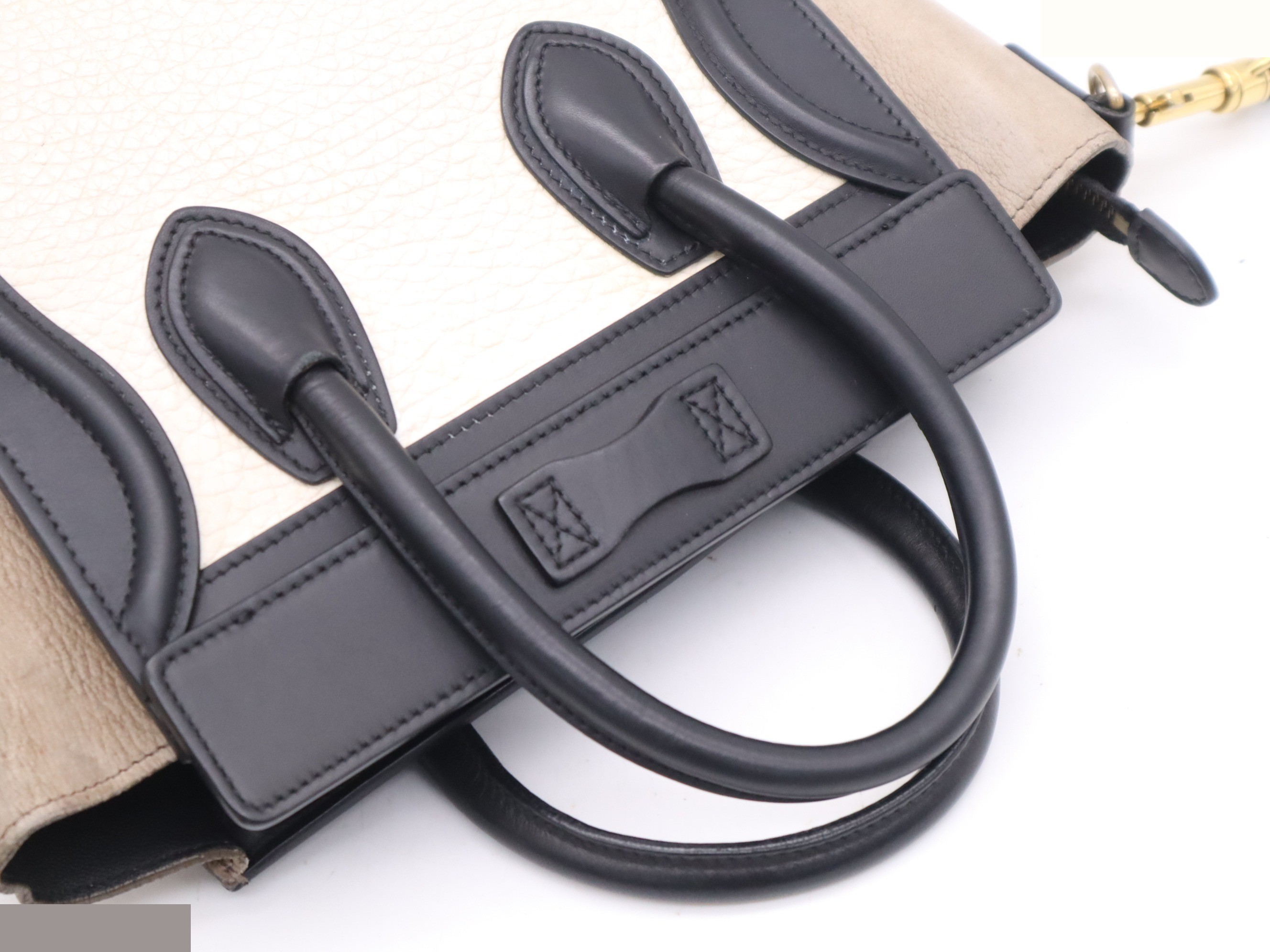Leather x Suede Luggage Nano 2-Way Handbag, Multicolor — view 6