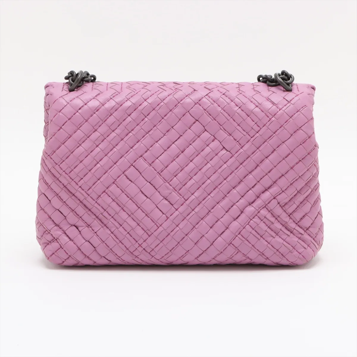Intrecciato Olympia Leather Chain Shoulder Bag Pink — view 2