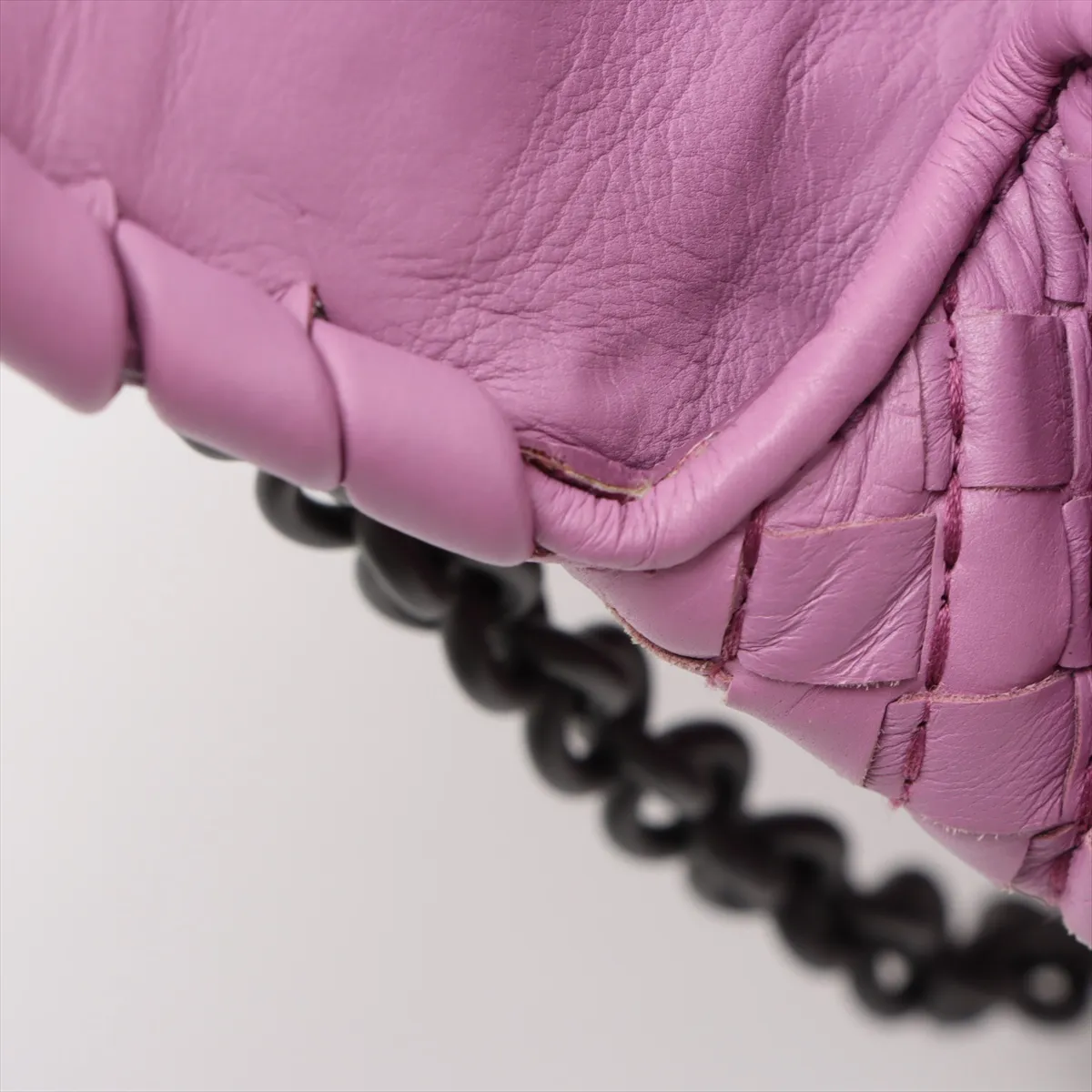 Intrecciato Olympia Leather Chain Shoulder Bag Pink — view 11