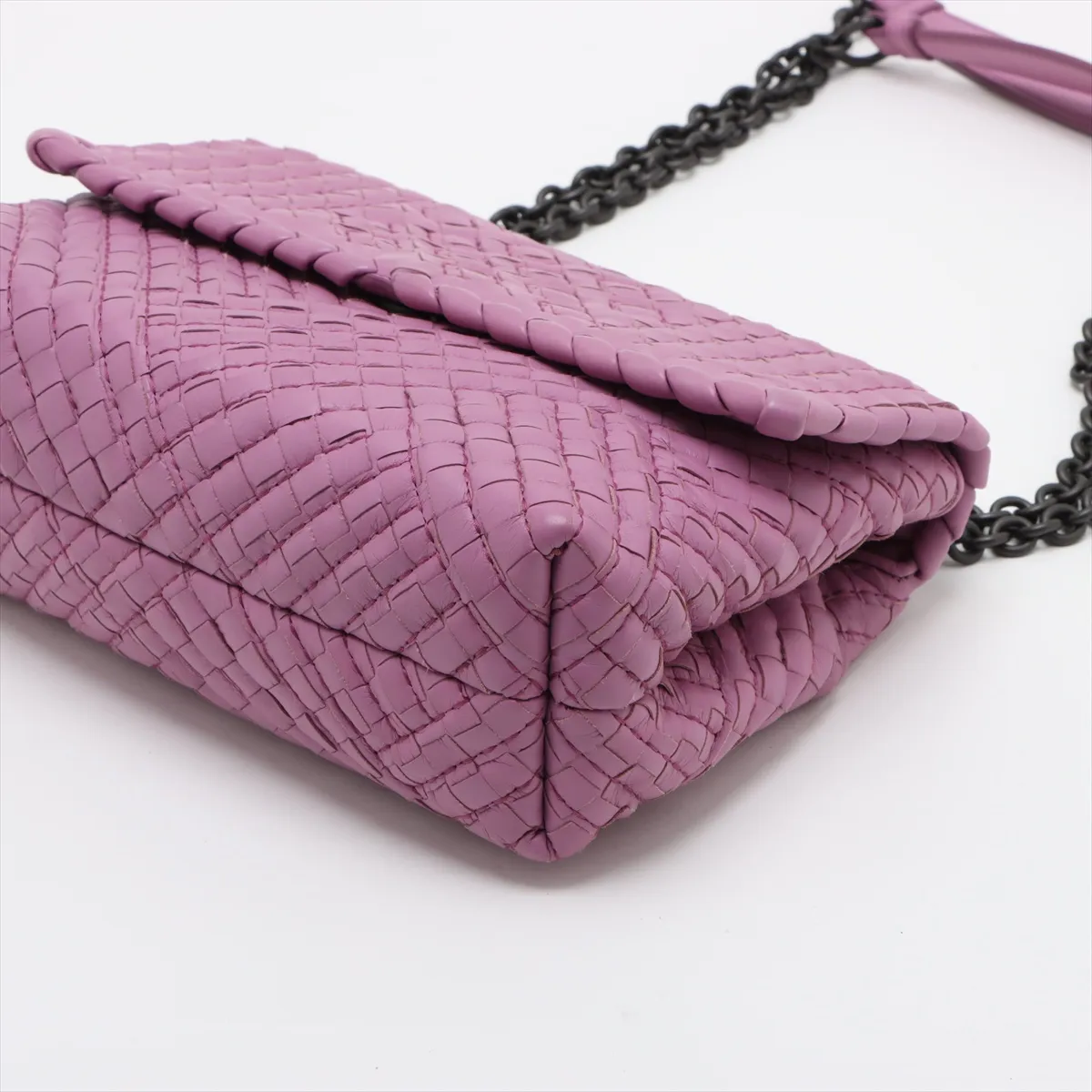 Intrecciato Olympia Leather Chain Shoulder Bag Pink — view 3