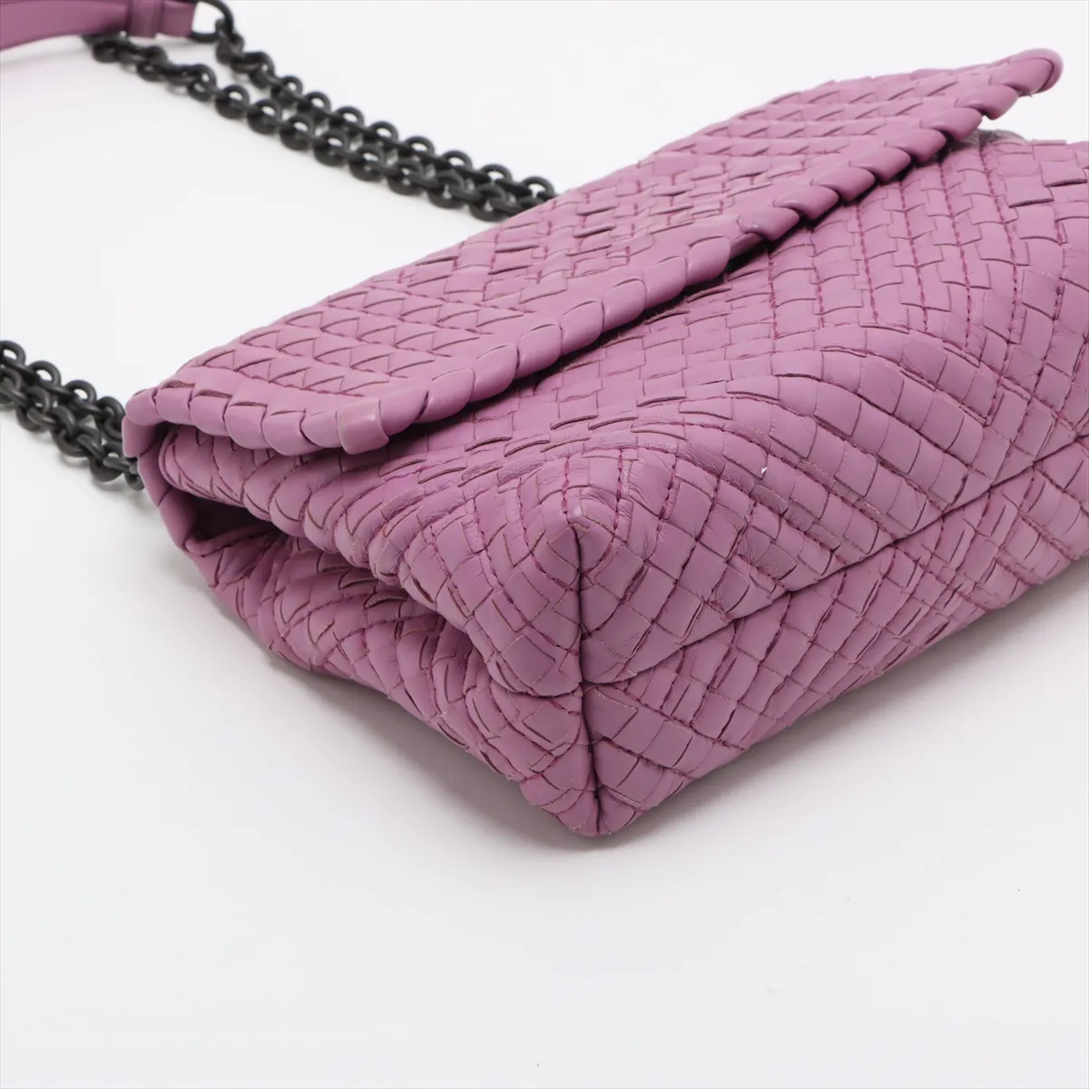 Intrecciato Olympia Leather Chain Shoulder Bag Pink — view 4