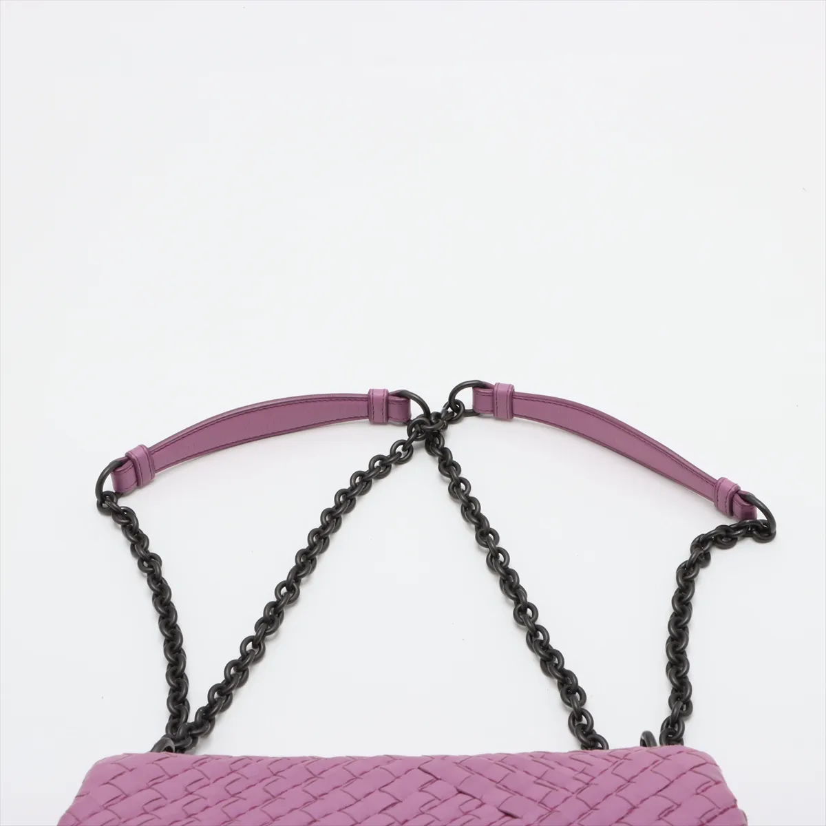 Intrecciato Olympia Leather Chain Shoulder Bag Pink — view 6