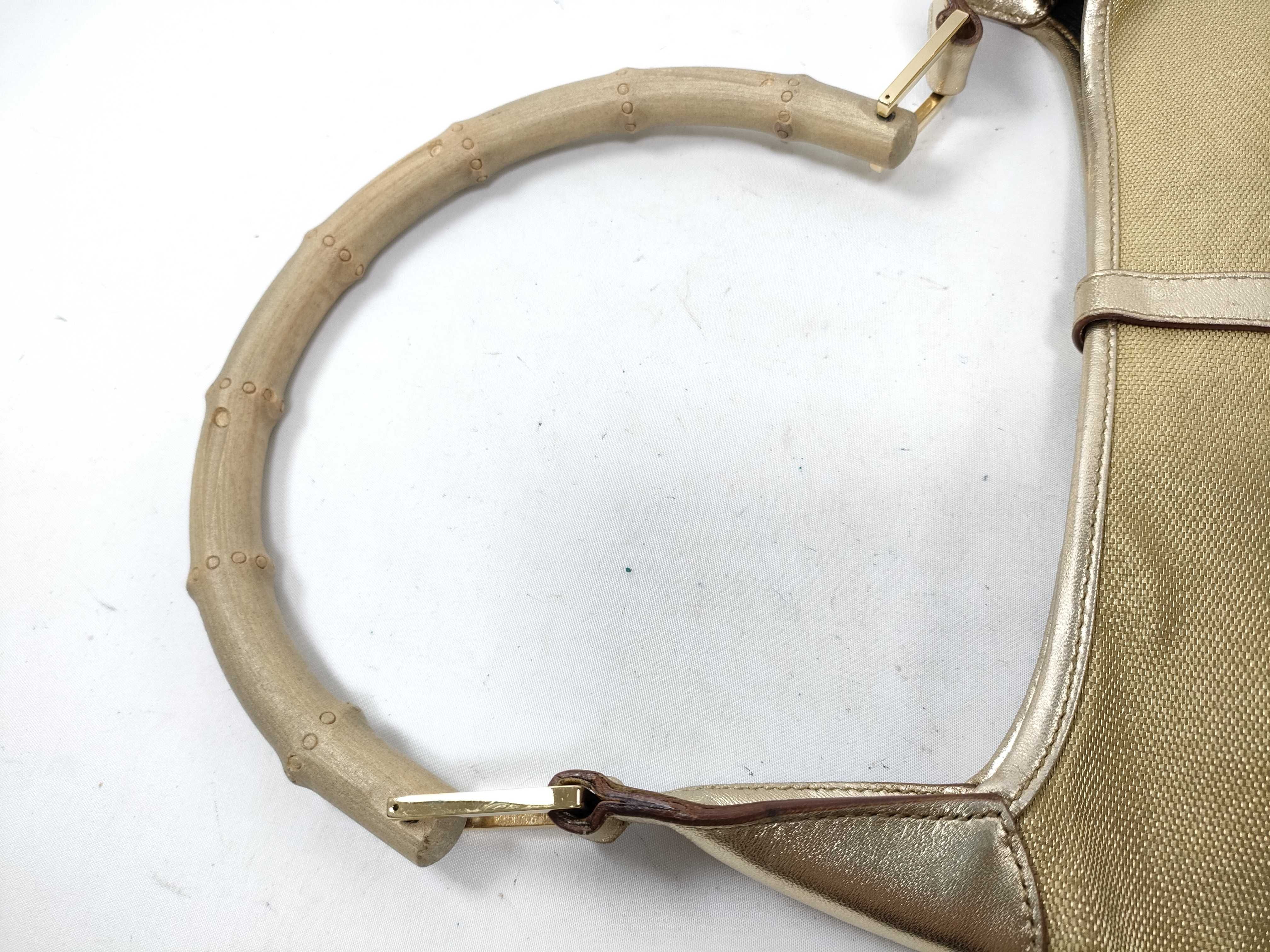Bamboo Jackie Canvas x Leather Gold Handbag — view 3