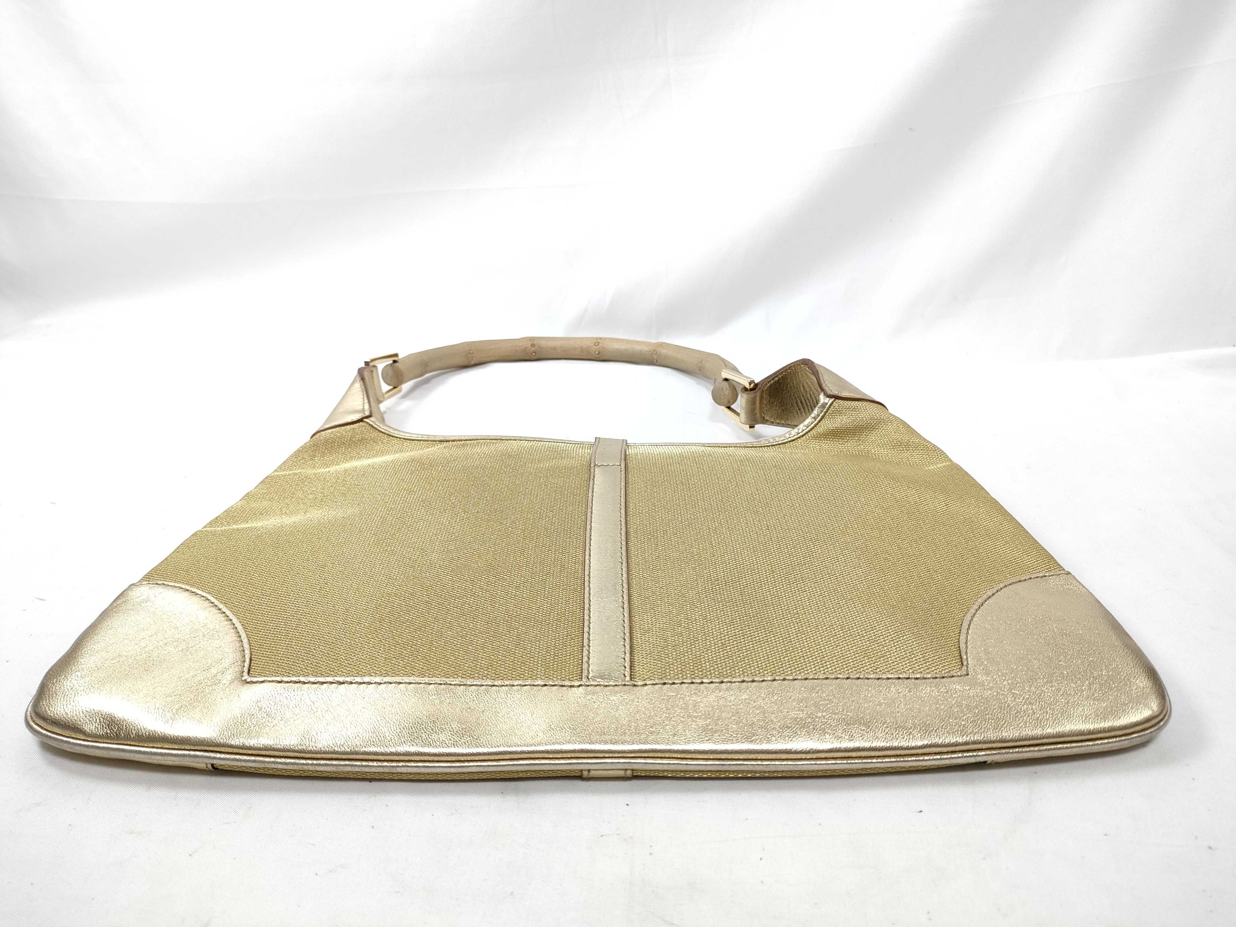 Bamboo Jackie Canvas x Leather Gold Handbag — view 6