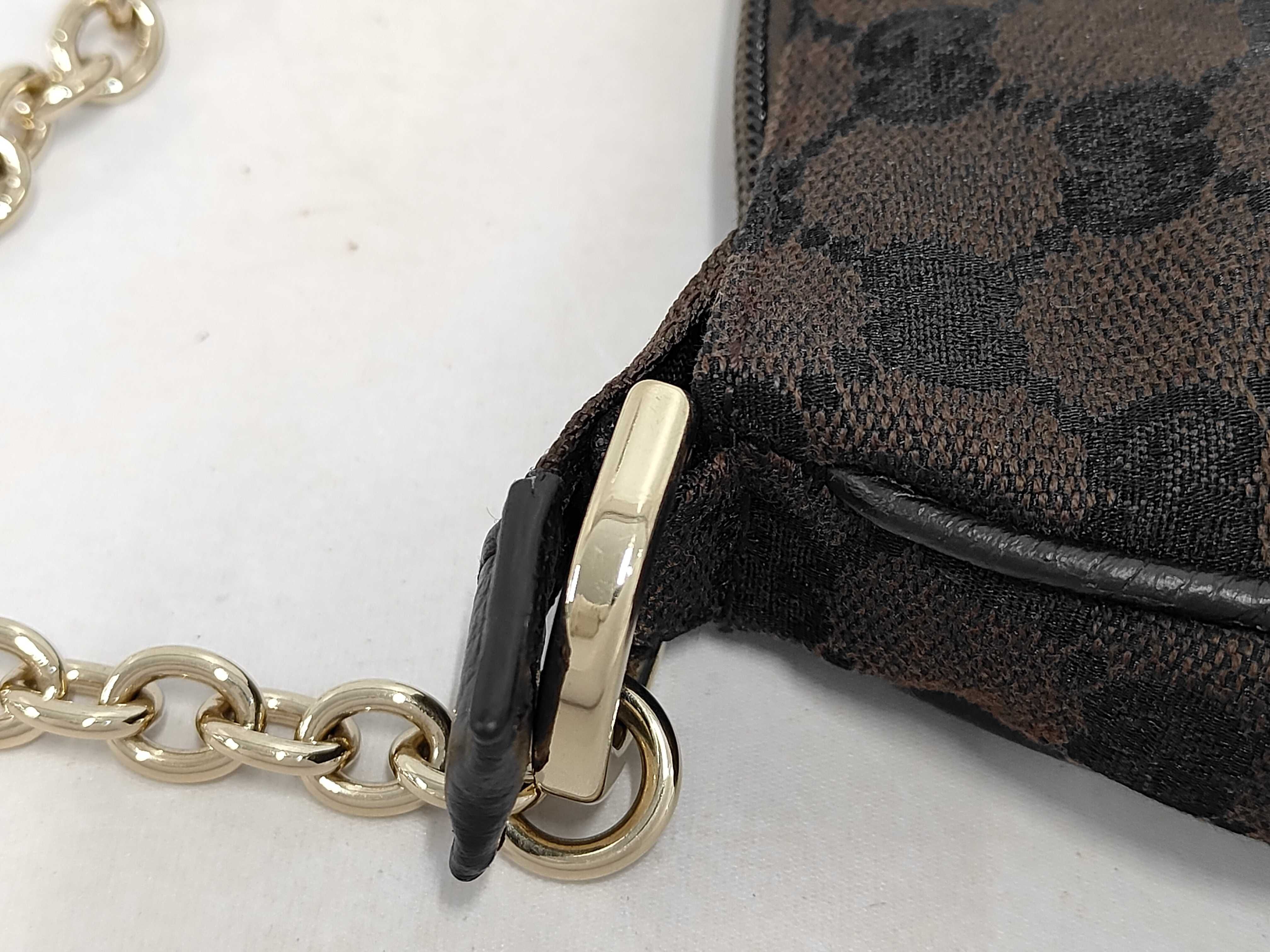 Dark Brown Canvas GG Monogram Mini Chain Shoulder Bag — view 6