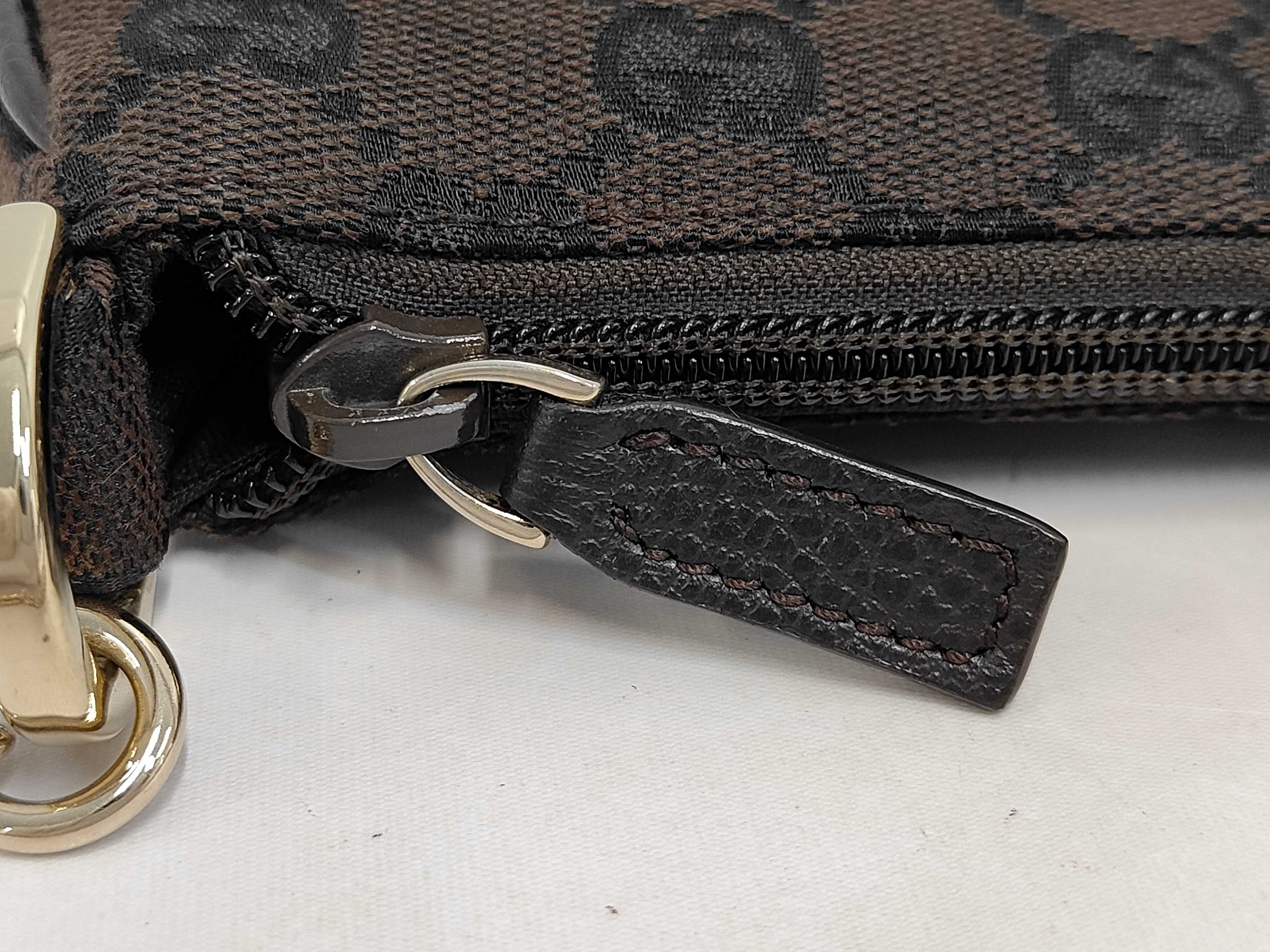 Dark Brown Canvas GG Monogram Mini Chain Shoulder Bag — view 7