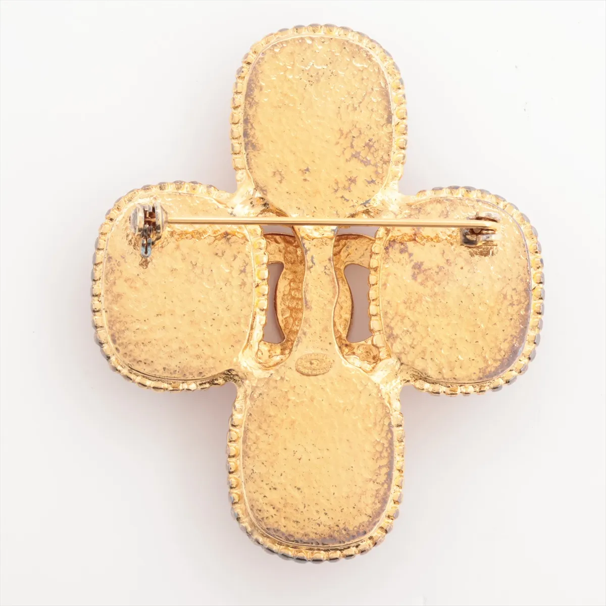 Coco Mark Gripoix 96A Brooch, GP x Colored Stone, Gold x Bordeaux. Shows signs of wear including — view 2