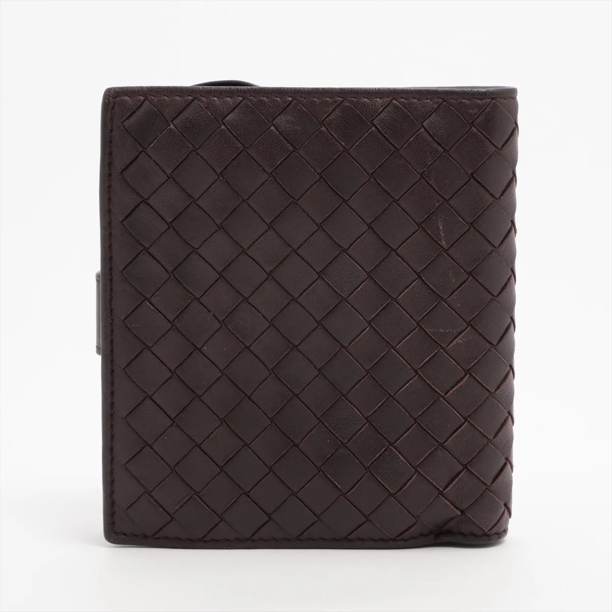 Intrecciato Leather Compact Wallet Brown — view 2