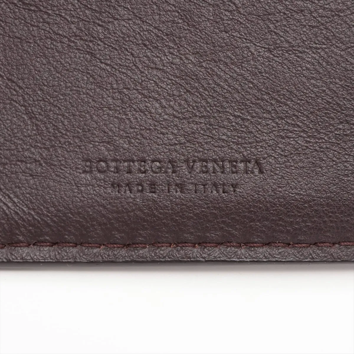 Intrecciato Leather Compact Wallet Brown — view 7