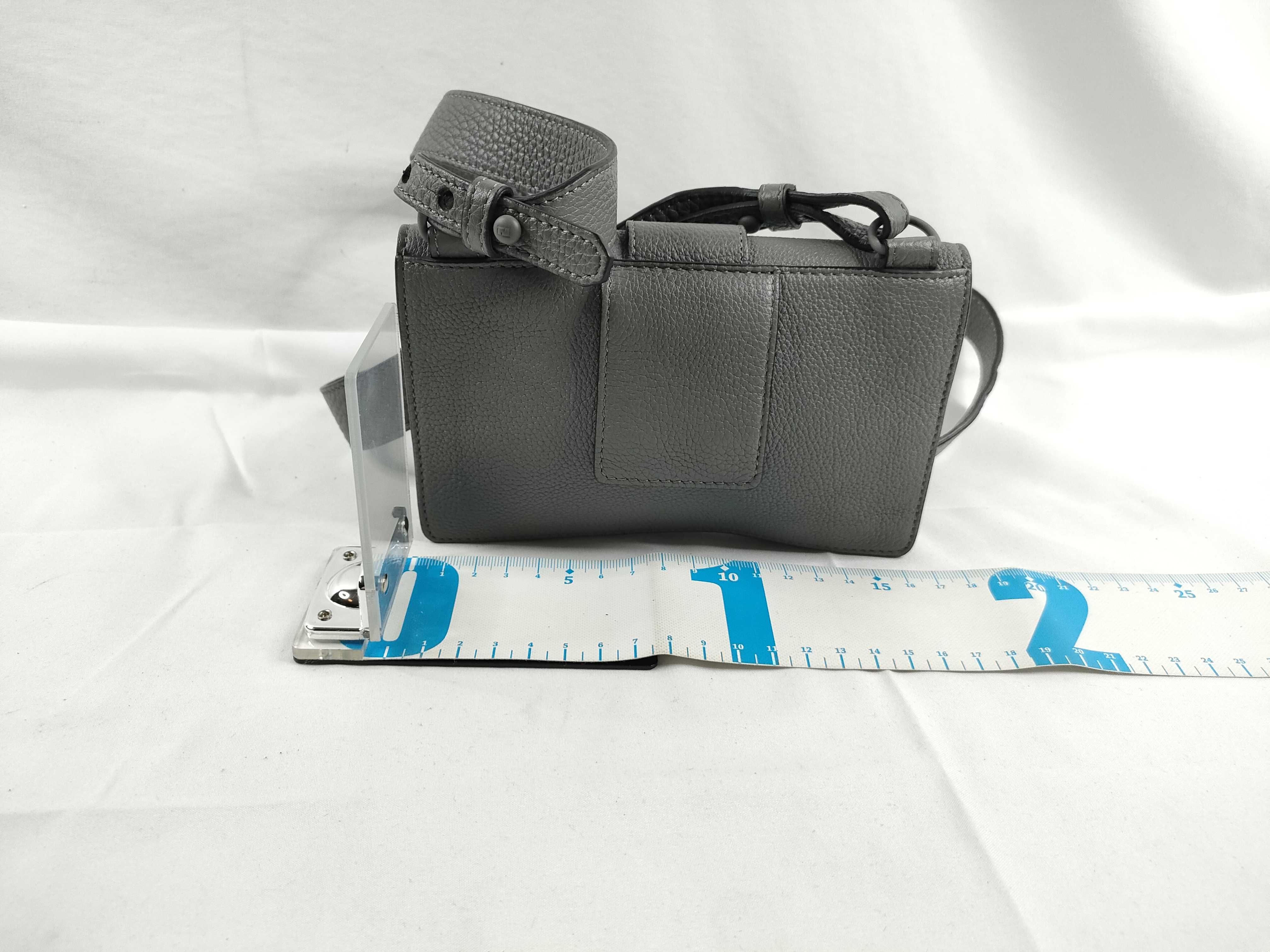 Baguette Slim Leather Shoulder Bag, Gray, 7M0295 (Shoulder Bag) — view 2