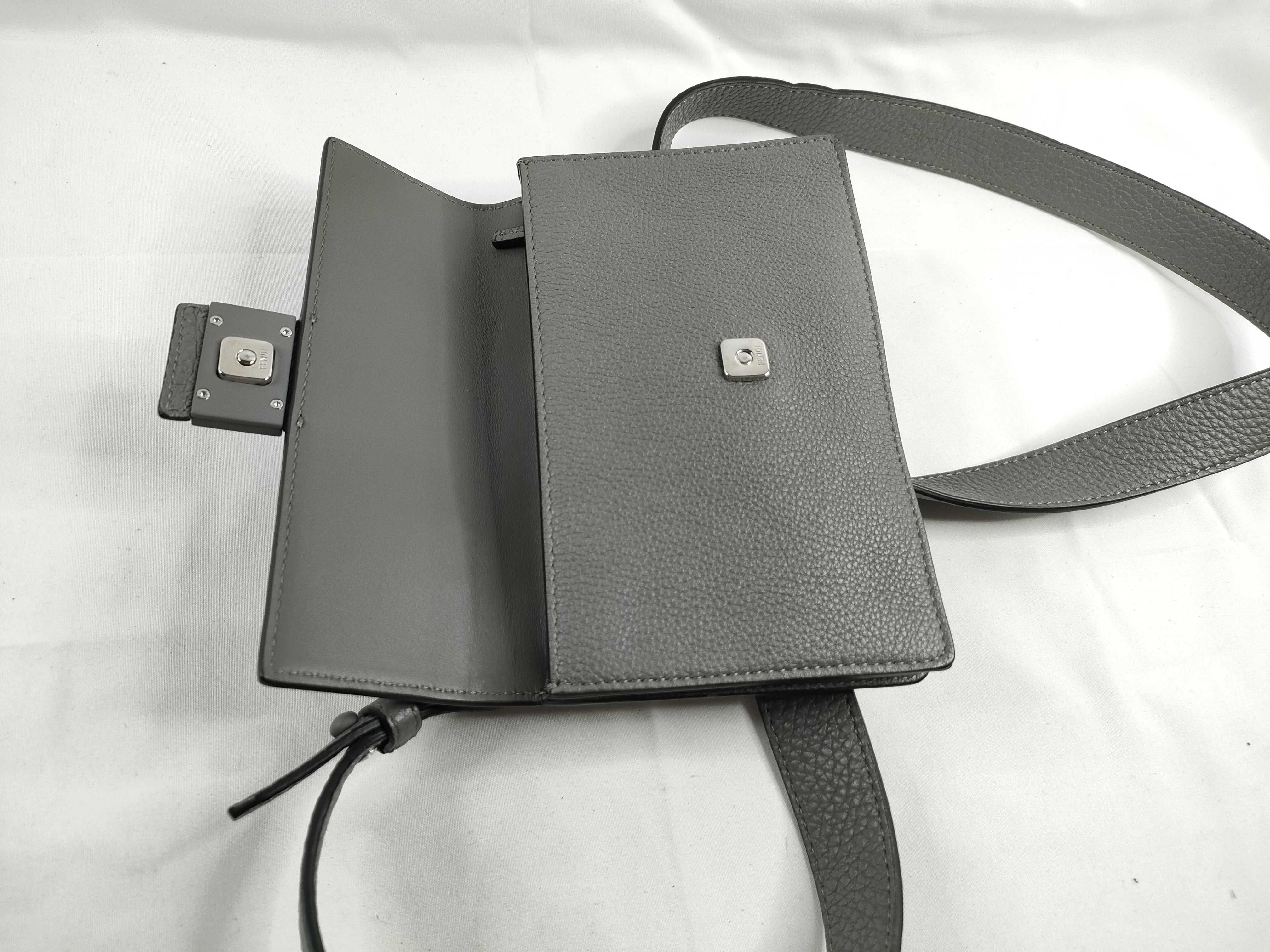 Baguette Slim Leather Shoulder Bag, Gray, 7M0295 (Shoulder Bag) — view 9