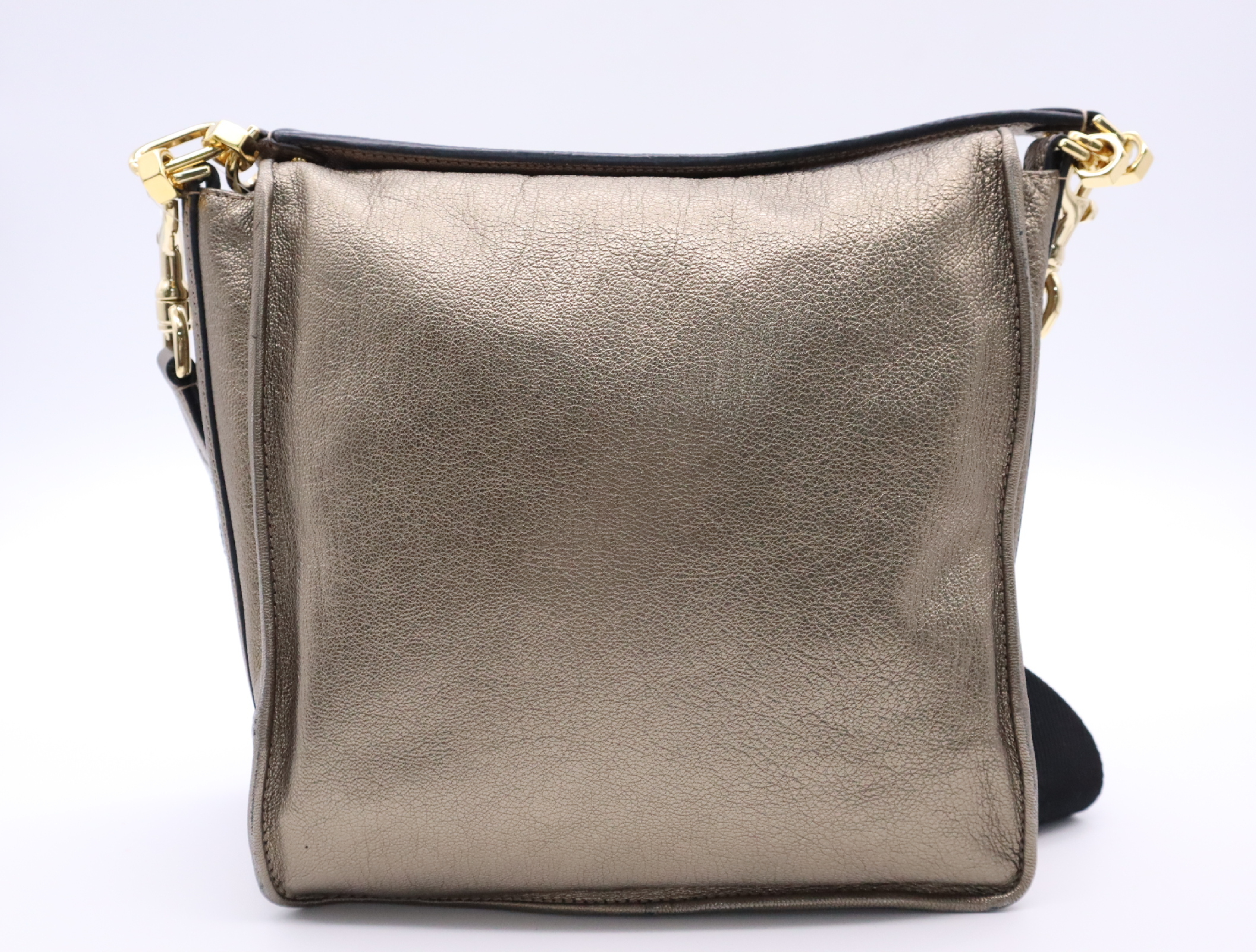 Leather Anagram 2-Way Shoulder Bag with Gold Hardware and Shoulder Strap — view 2
