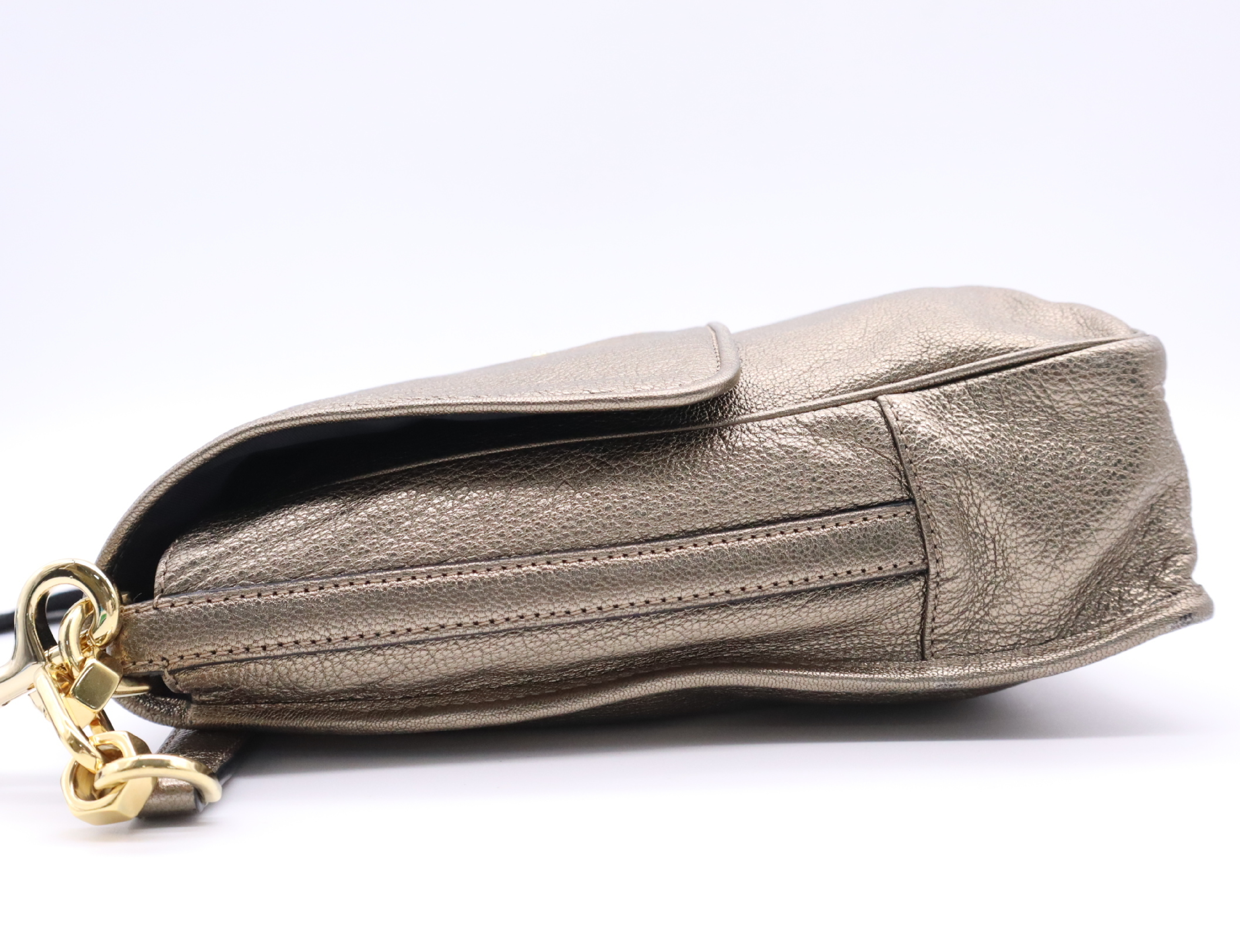 Leather Anagram 2-Way Shoulder Bag with Gold Hardware and Shoulder Strap — view 3