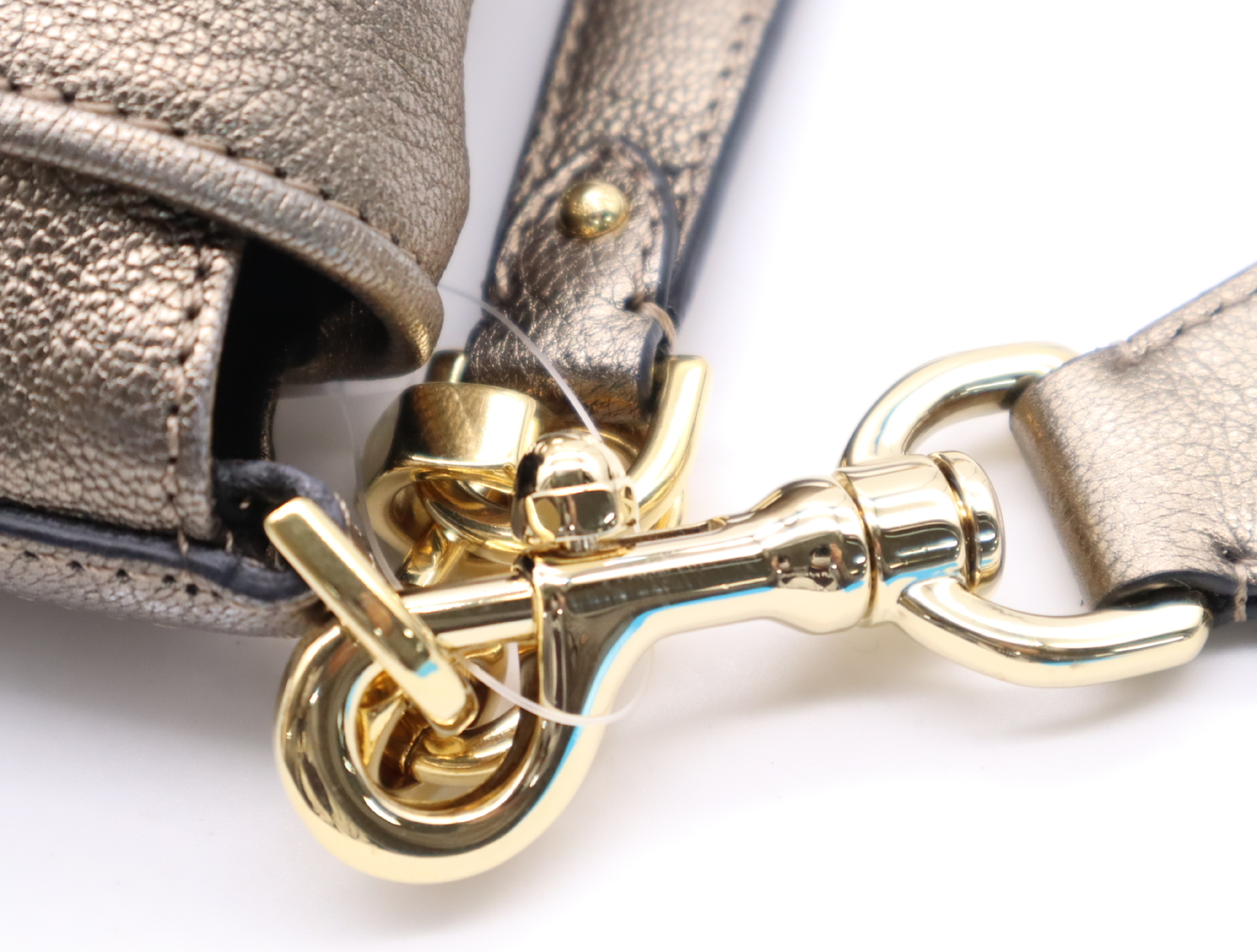 Leather Anagram 2-Way Shoulder Bag with Gold Hardware and Shoulder Strap — view 8