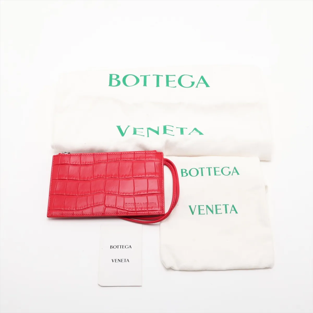 Doll Crocodile Embossed Handbag, Red — view 11