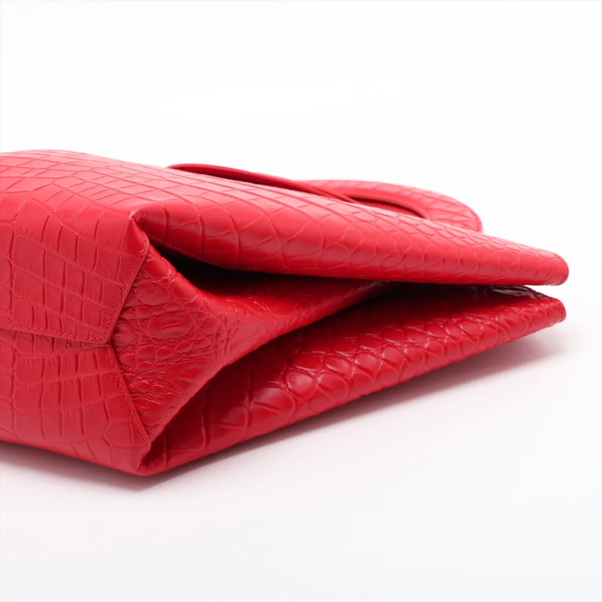 Doll Crocodile Embossed Handbag, Red — view 3