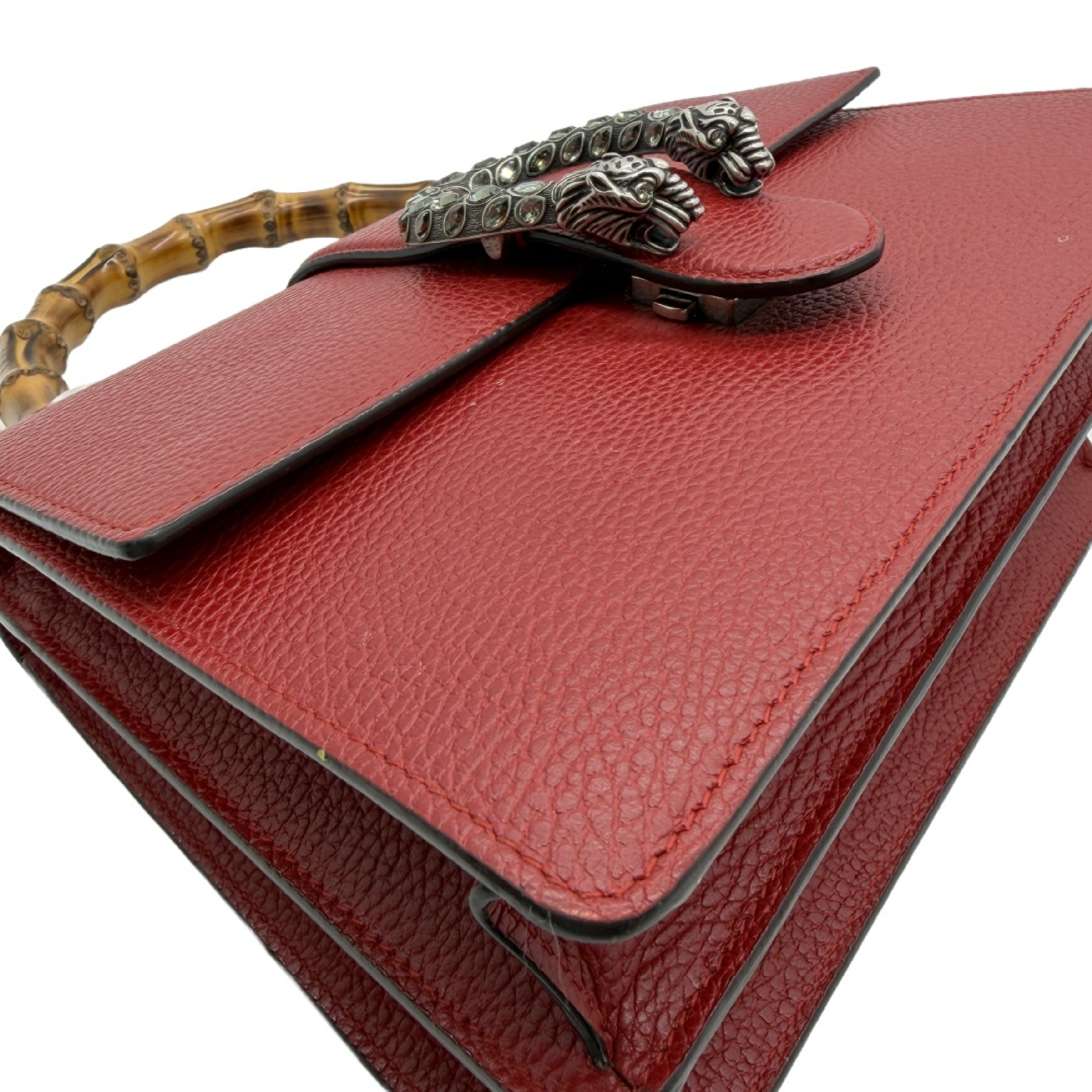 Dionysus Bamboo Crystal Tiger Head Leather Handbag — view 5