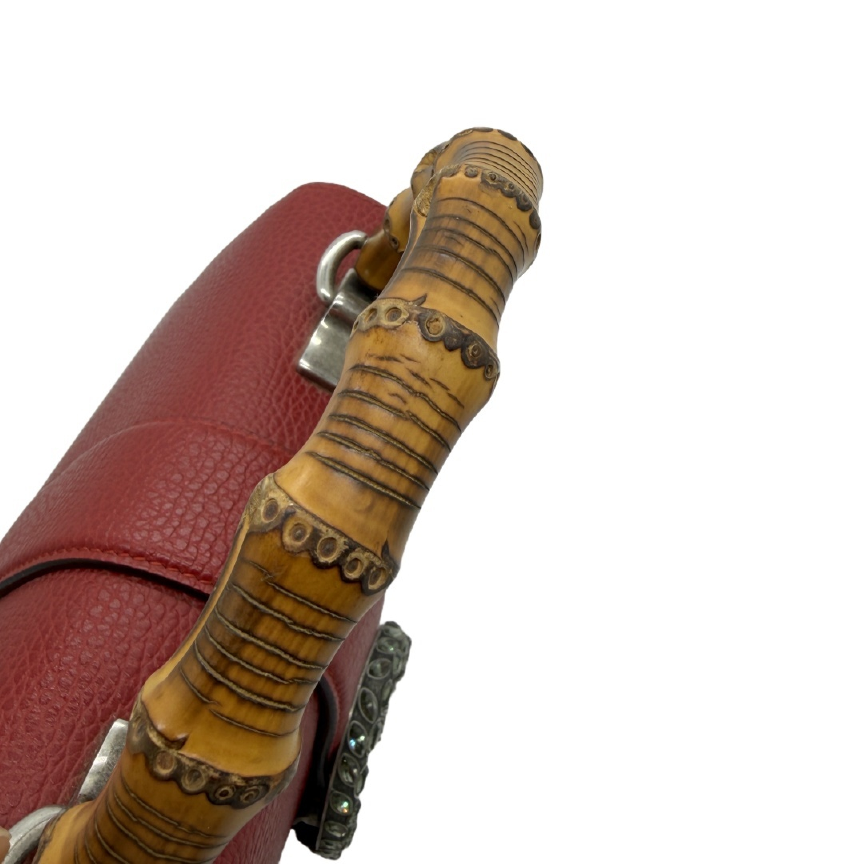 Dionysus Bamboo Crystal Tiger Head Leather Handbag — view 10