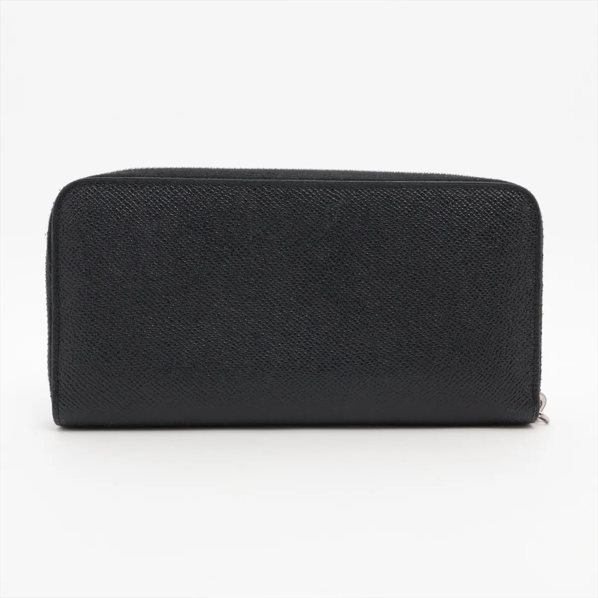 Leather Round Zip Wallet Black — view 2