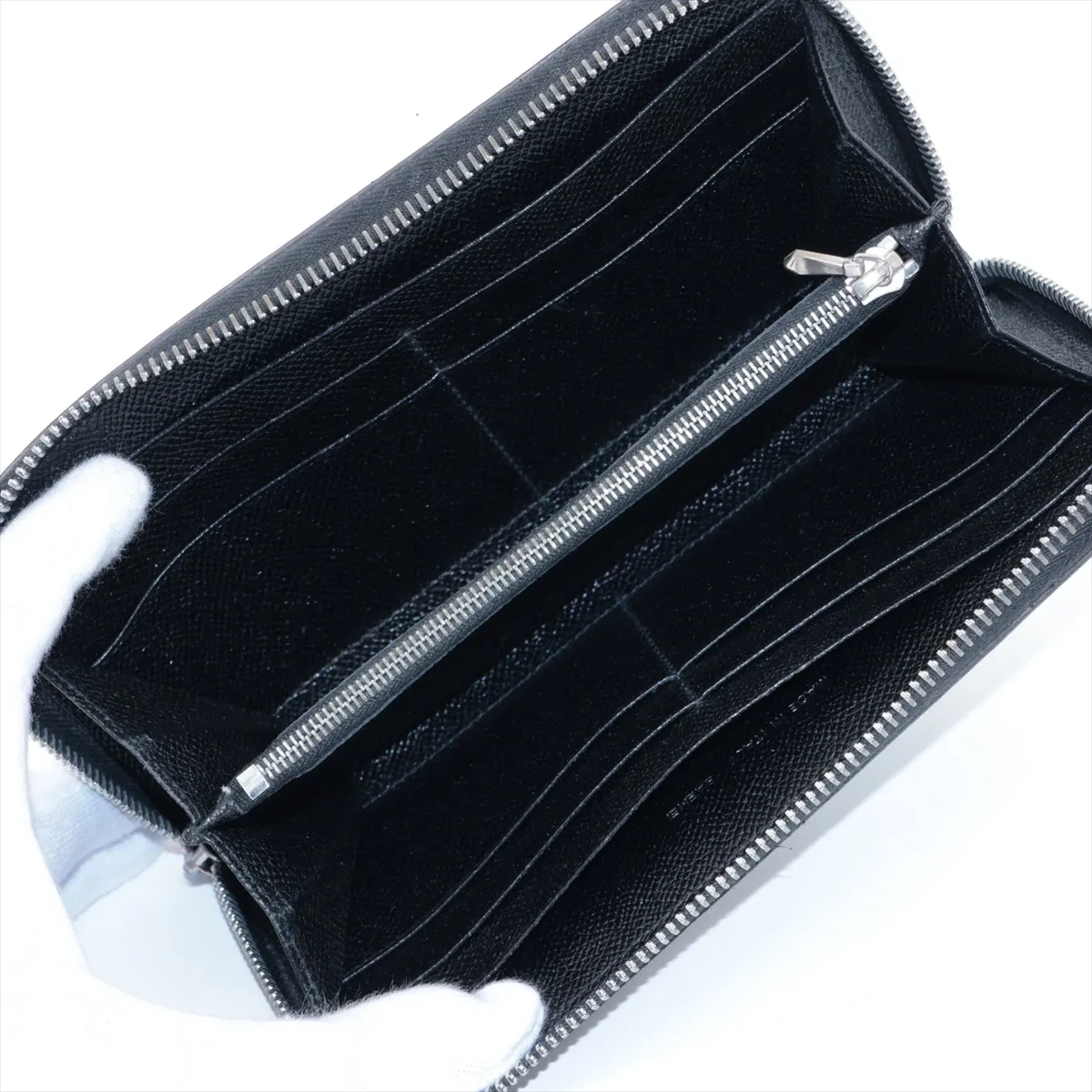 Leather Round Zip Wallet Black — view 3