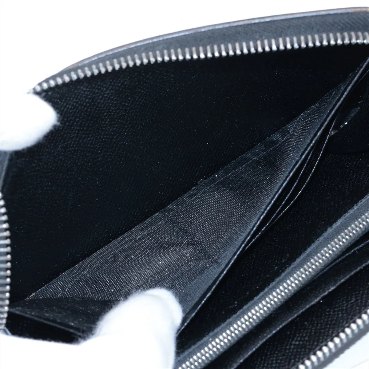 Leather Round Zip Wallet Black — view 4