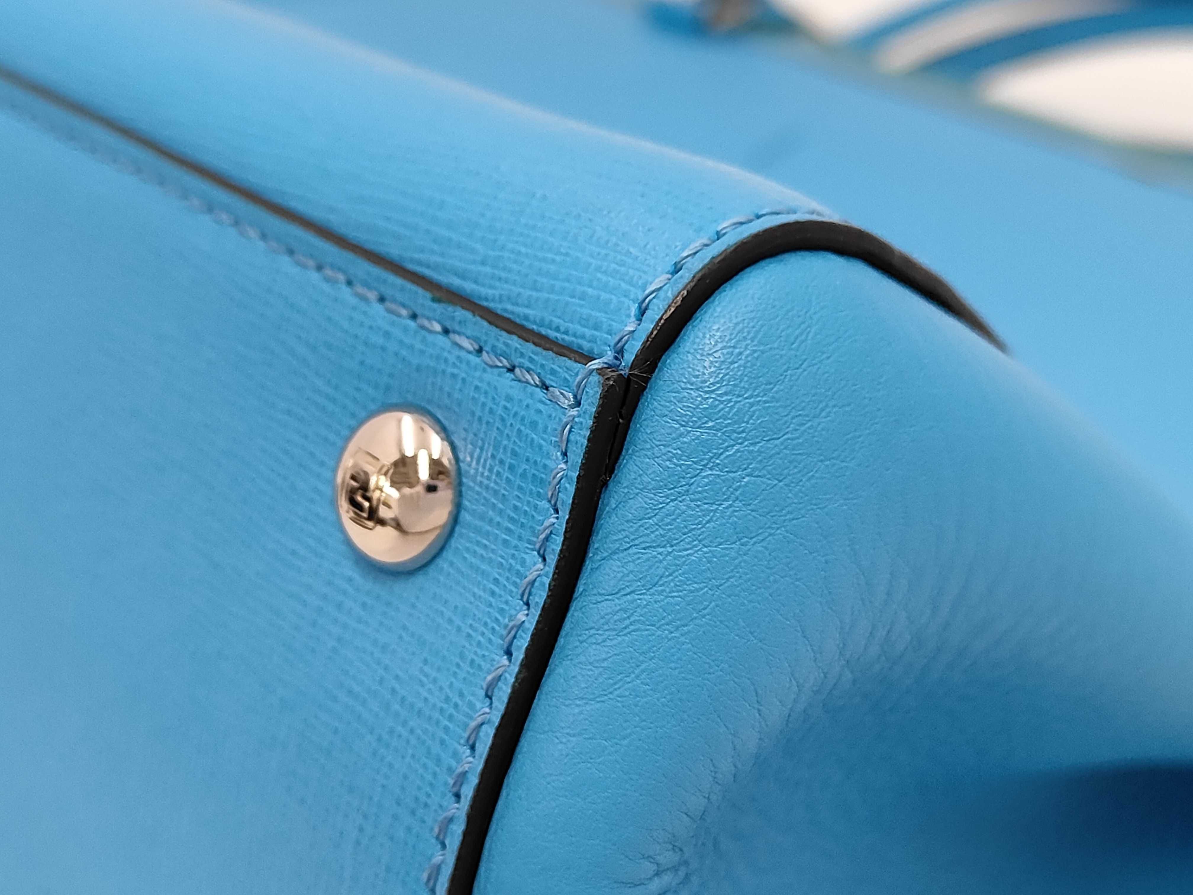 Toujours Satchel Bag, Leather, Blue, with Dust Bag, Handbag — view 7