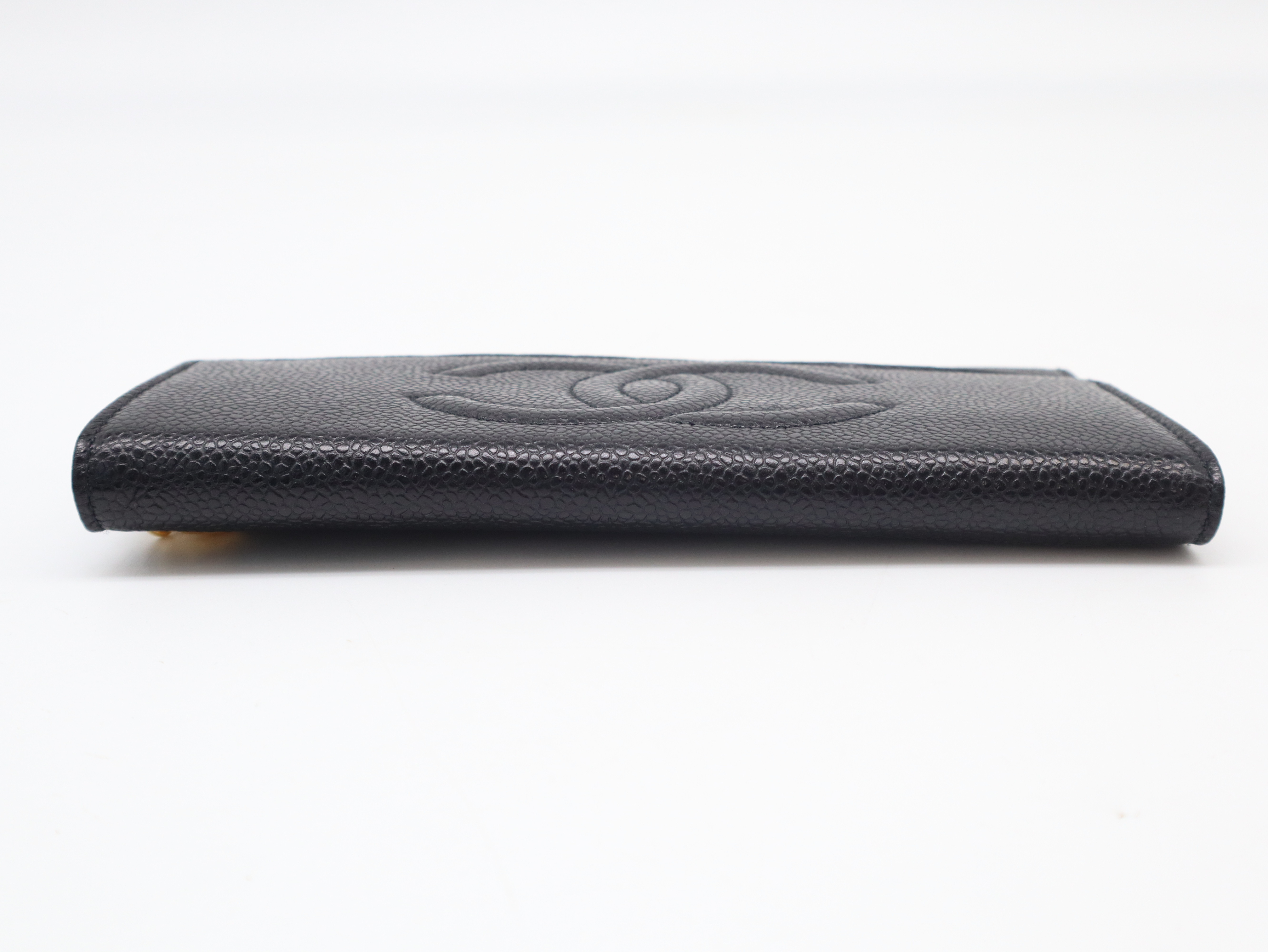 Caviar Skin Long Wallet, Black, with Seal and Card Holder, 4100572, with Guarantee and Box. — view 3