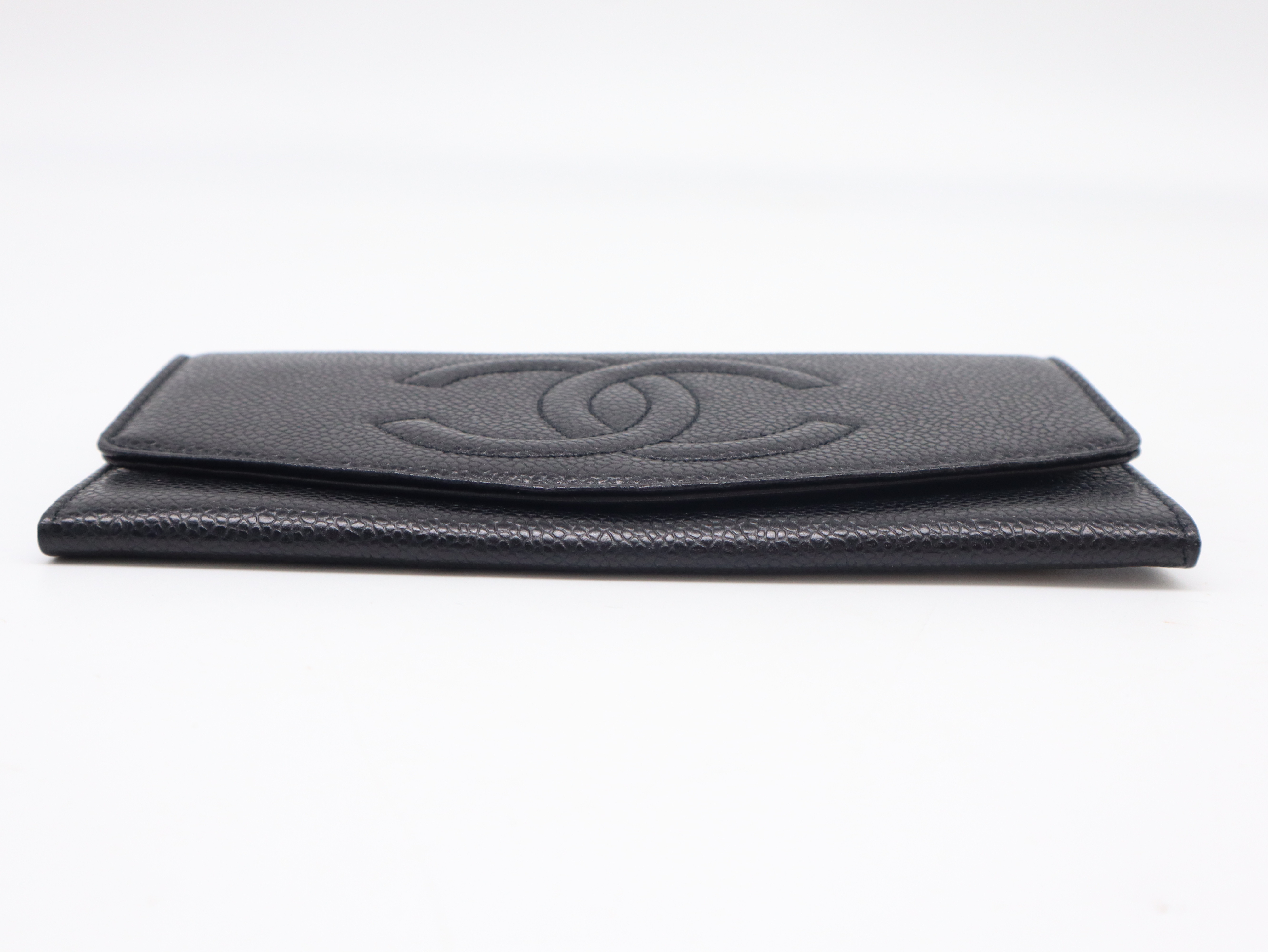 Caviar Skin Long Wallet, Black, with Seal and Card Holder, 4100572, with Guarantee and Box. — view 4
