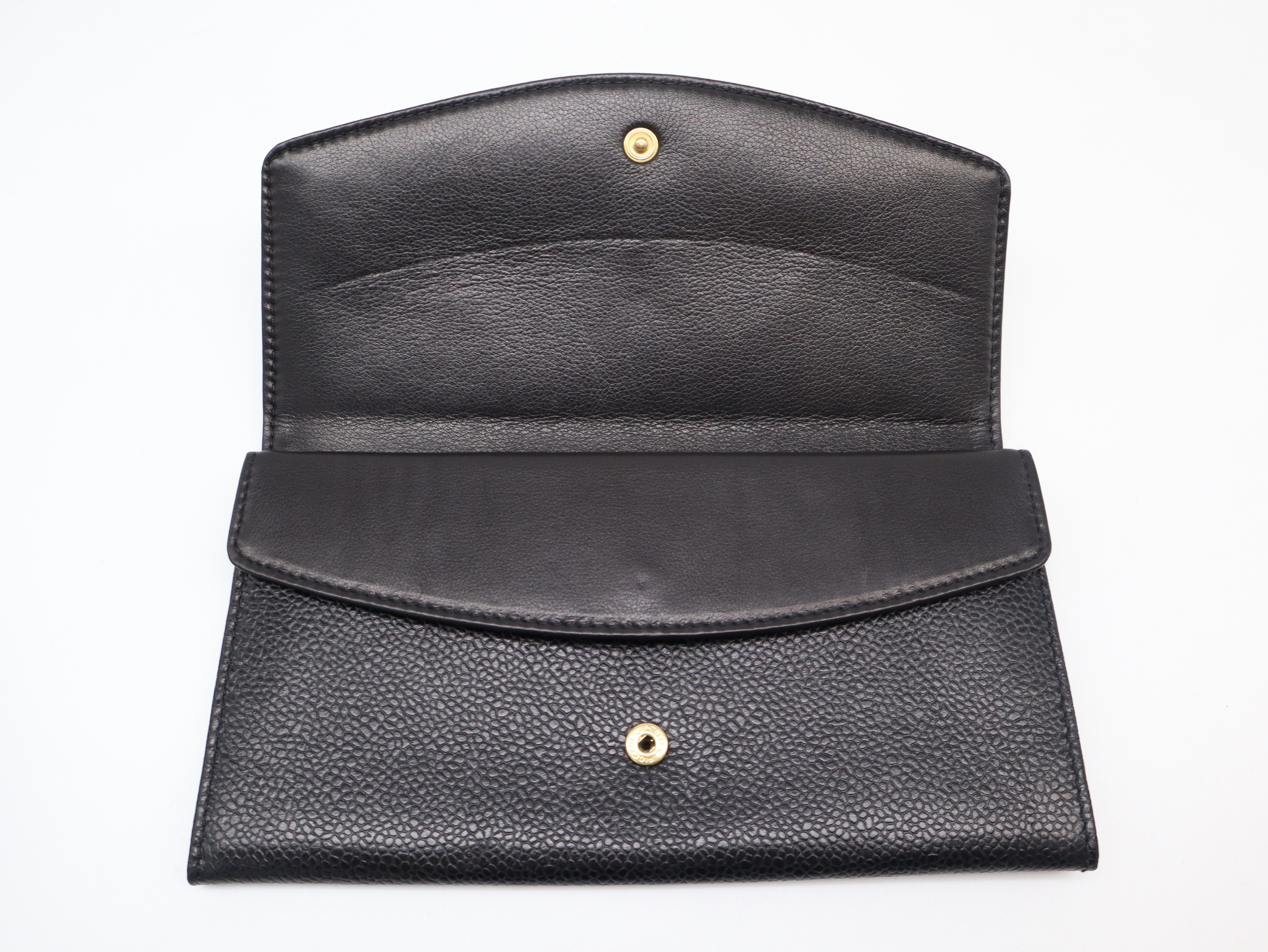 Caviar Skin Long Wallet, Black, with Seal and Card Holder, 4100572, with Guarantee and Box. — view 8