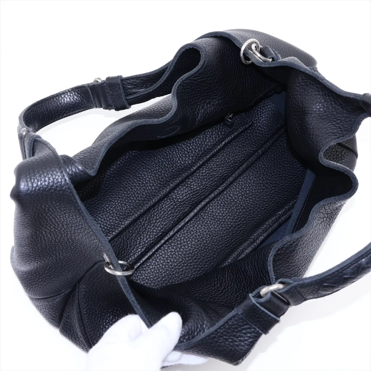 Campana 125787 Leather Shoulder Bag, Black — view 7