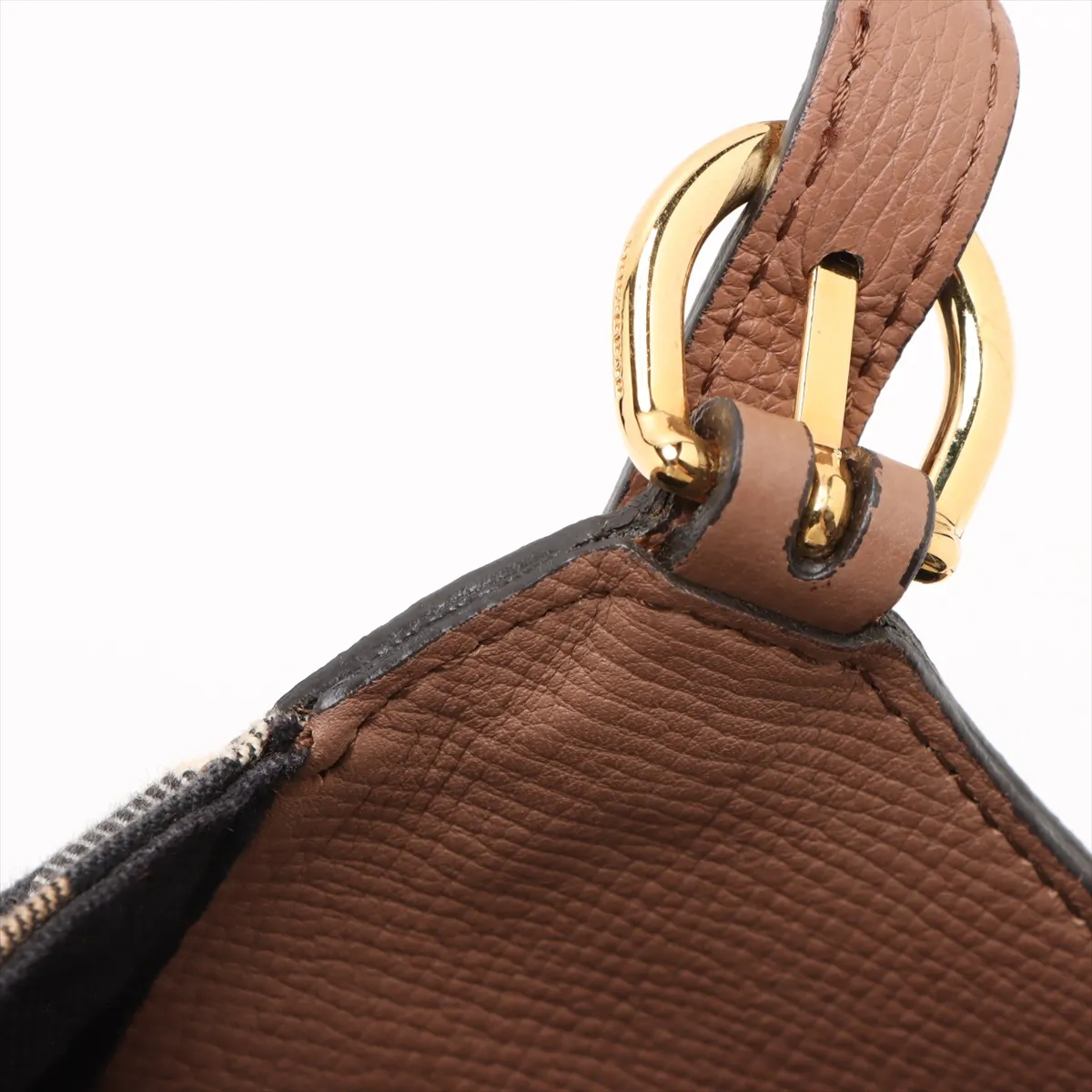 Nova Check Leather x Canvas Tote Bag Brown — view 13