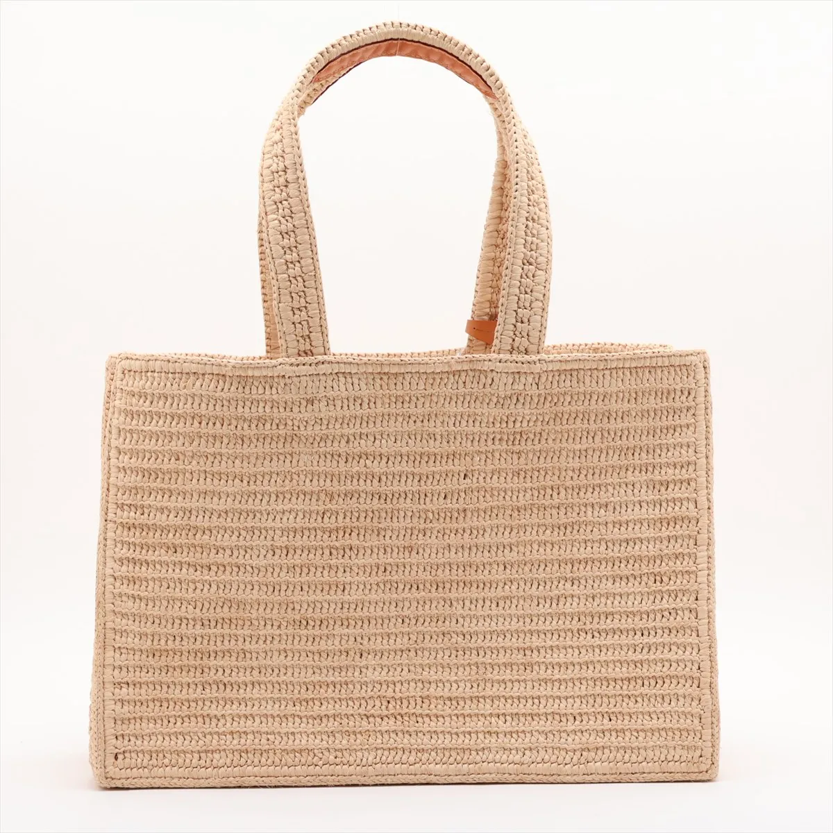 Raffia Summer Shopper Tote MM M14458 Beige with initials, RFID detected. — view 2