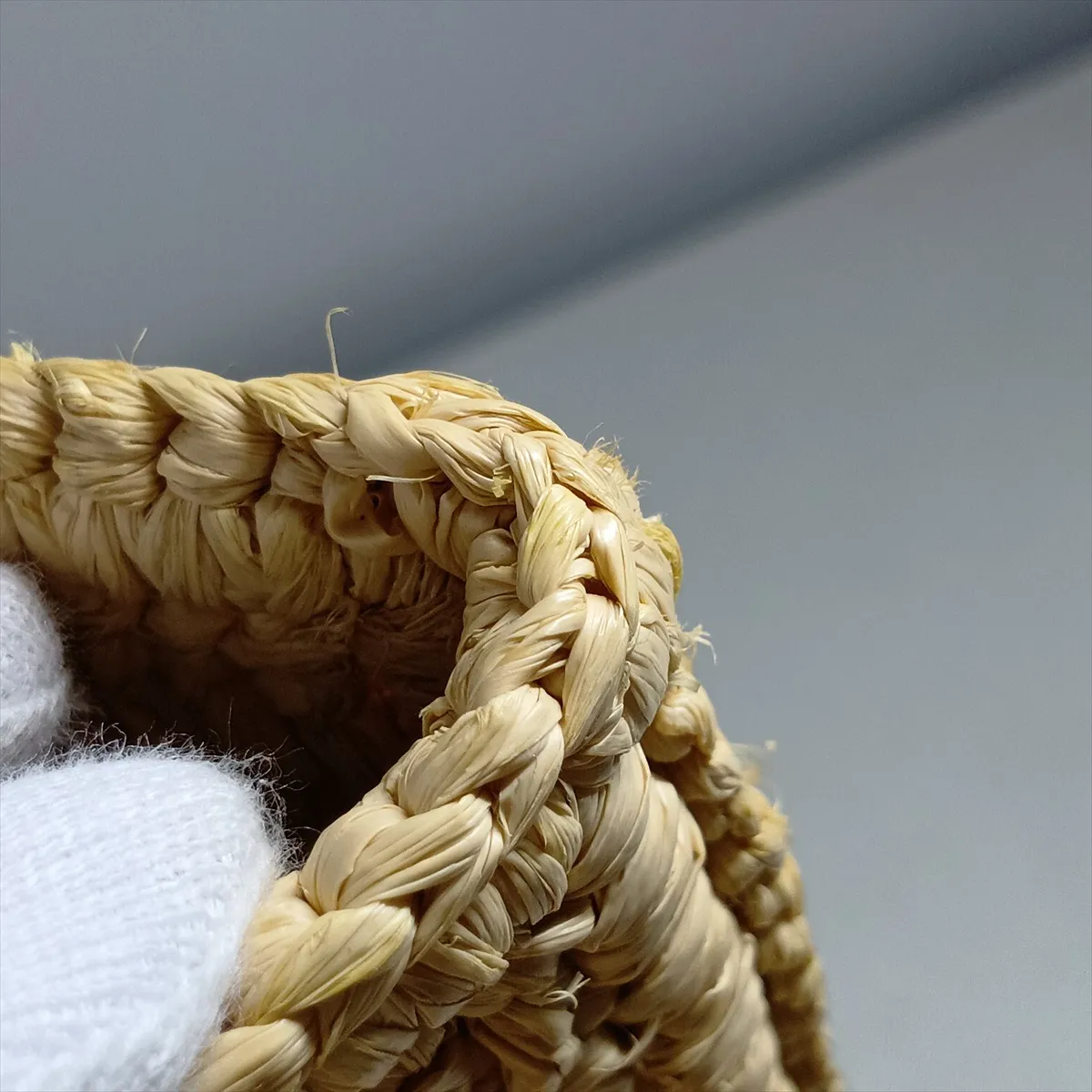 Raffia Summer Shopper Tote MM M14458 Beige with initials, RFID detected. — view 11