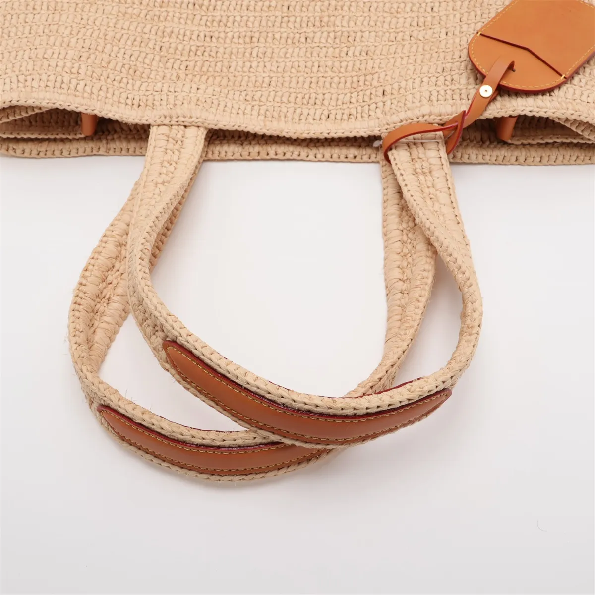 Raffia Summer Shopper Tote MM M14458 Beige with initials, RFID detected. — view 5
