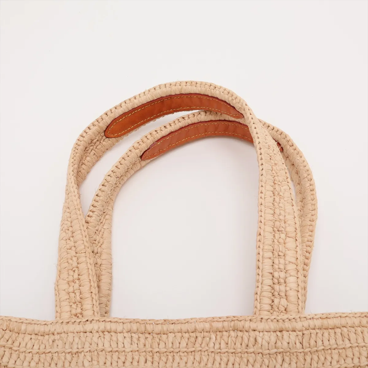 Raffia Summer Shopper Tote MM M14458 Beige with initials, RFID detected. — view 6