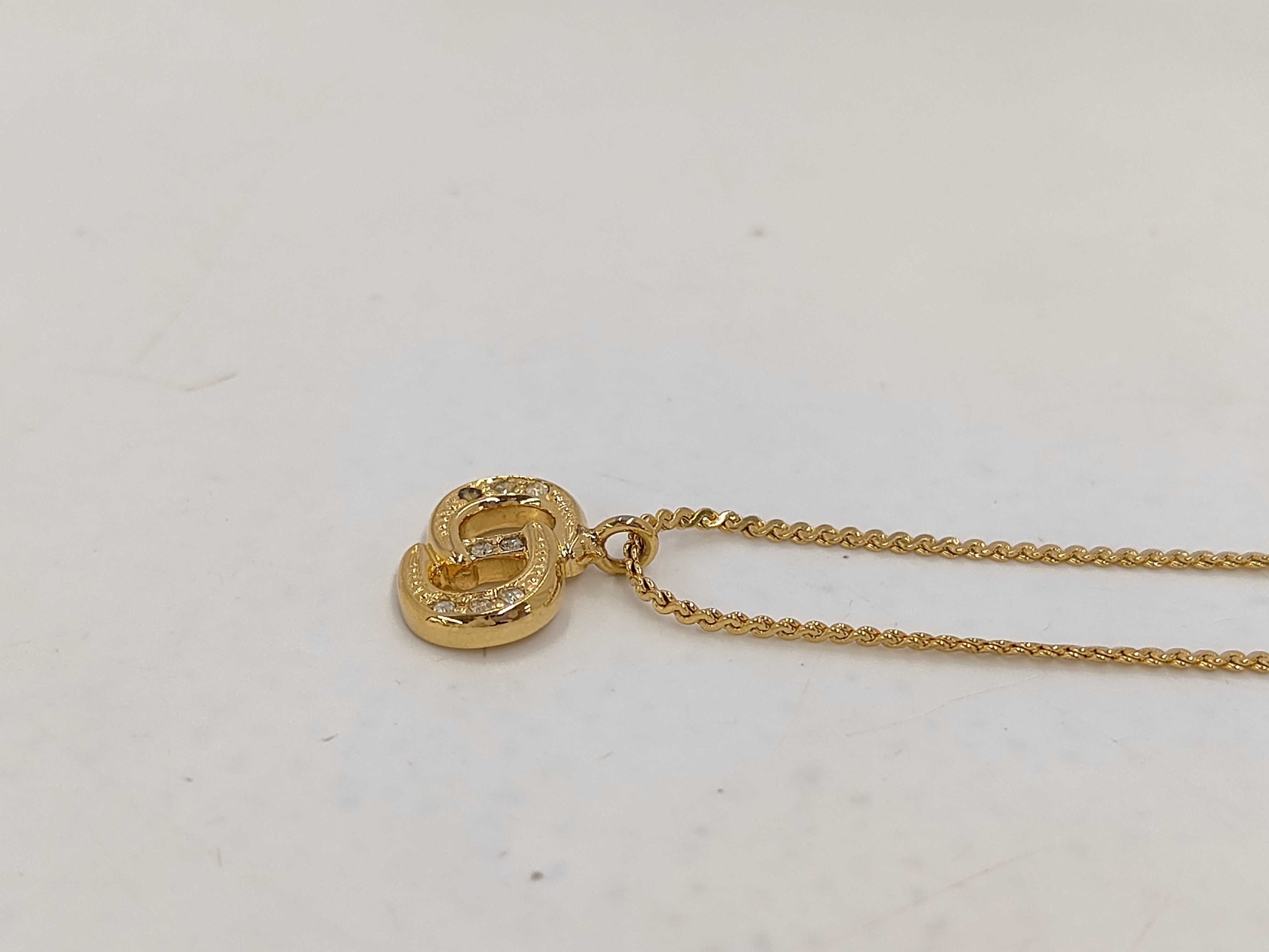 CD logo rhinestone gold necklace chain approx. 44cm bag — view 2
