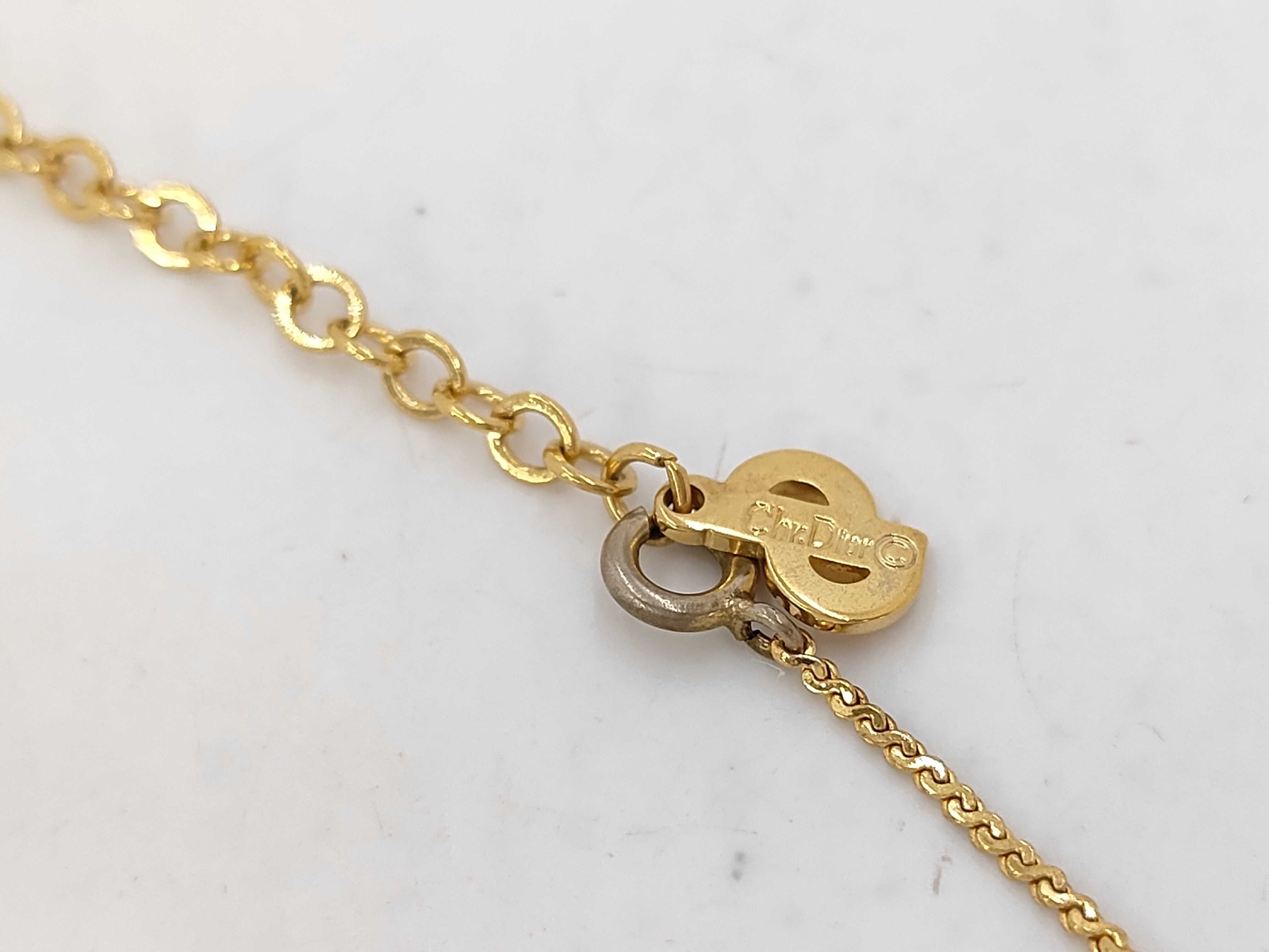 CD logo rhinestone gold necklace chain approx. 44cm bag — view 4