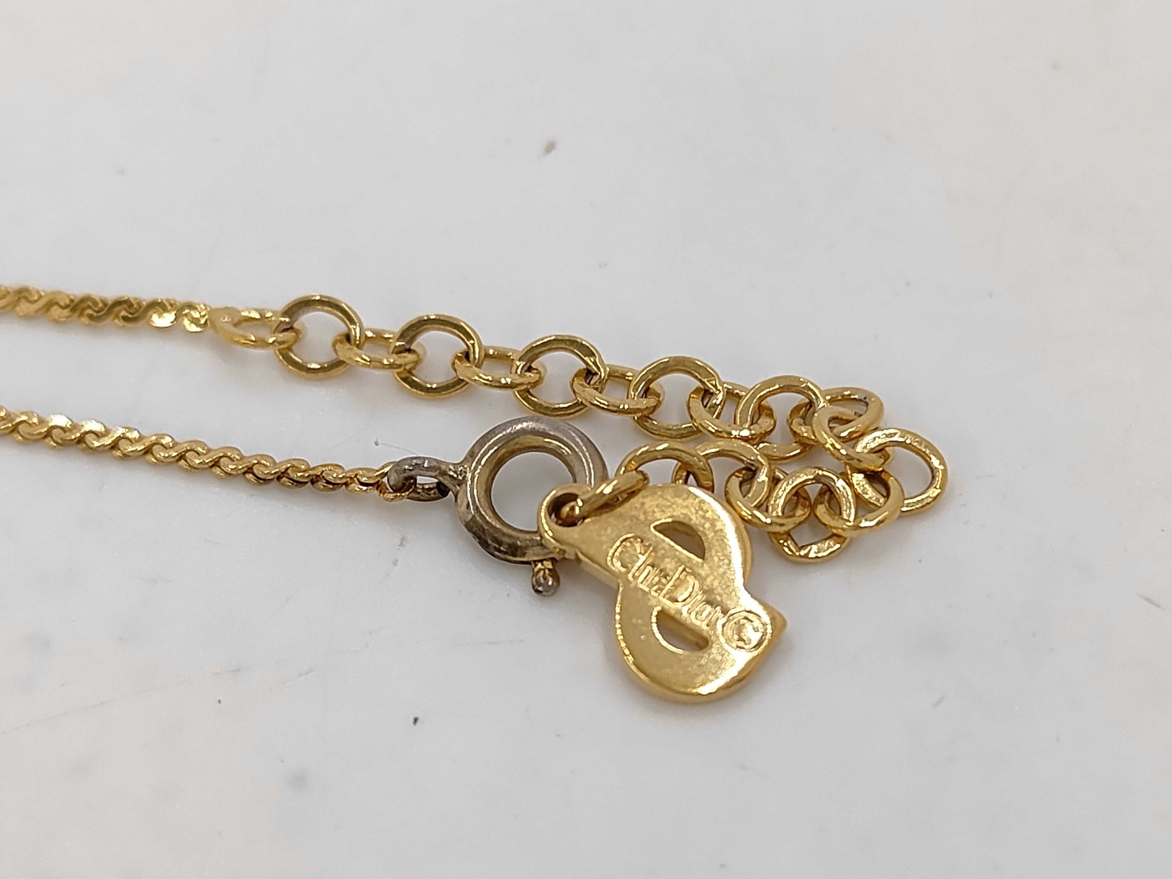 CD logo rhinestone gold necklace chain approx. 44cm bag — view 5