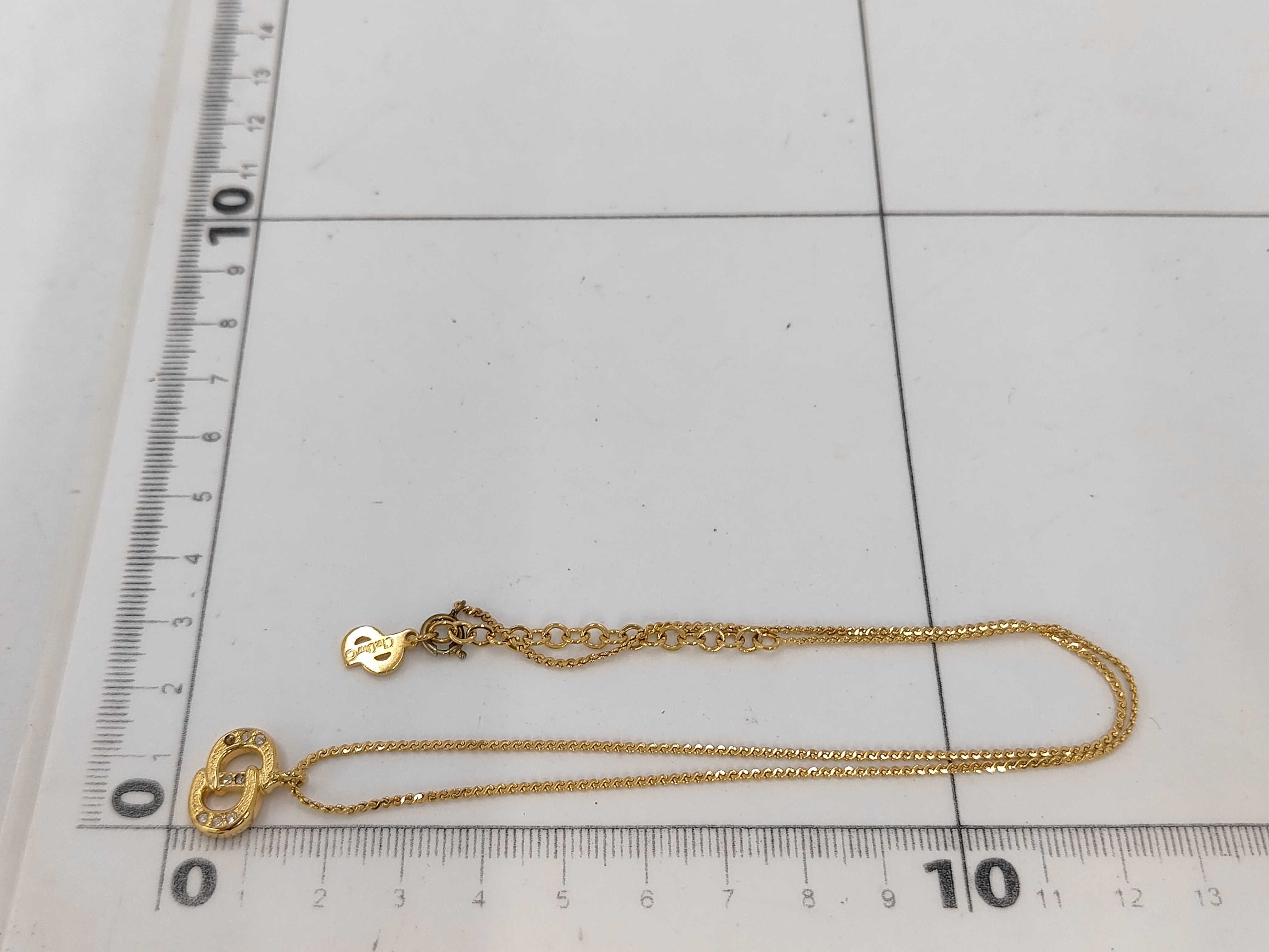 CD logo rhinestone gold necklace chain approx. 44cm bag — view 7