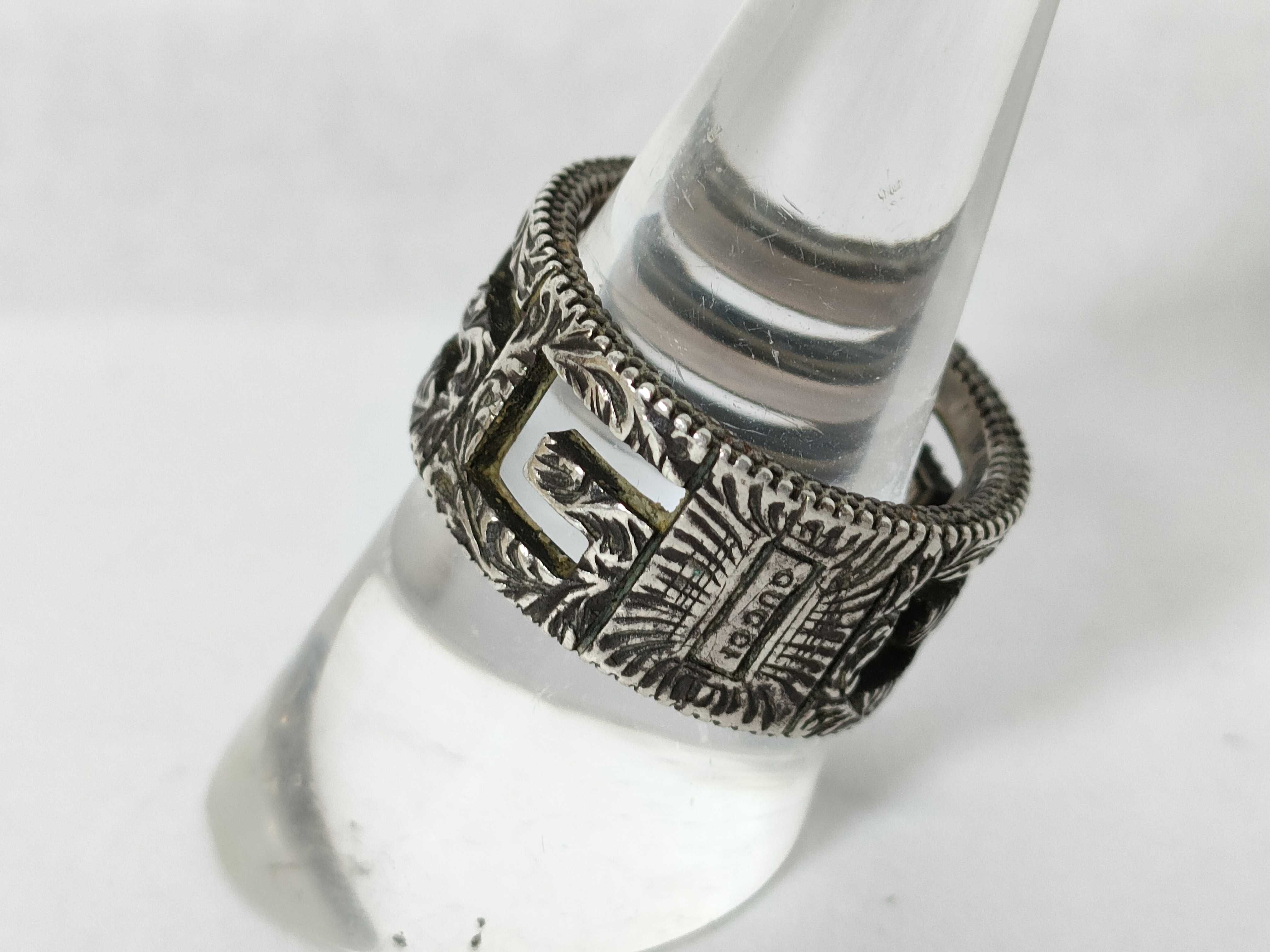 GG Ring, Silver, GG Logo, Arabesque Design, Size 19 — view 2