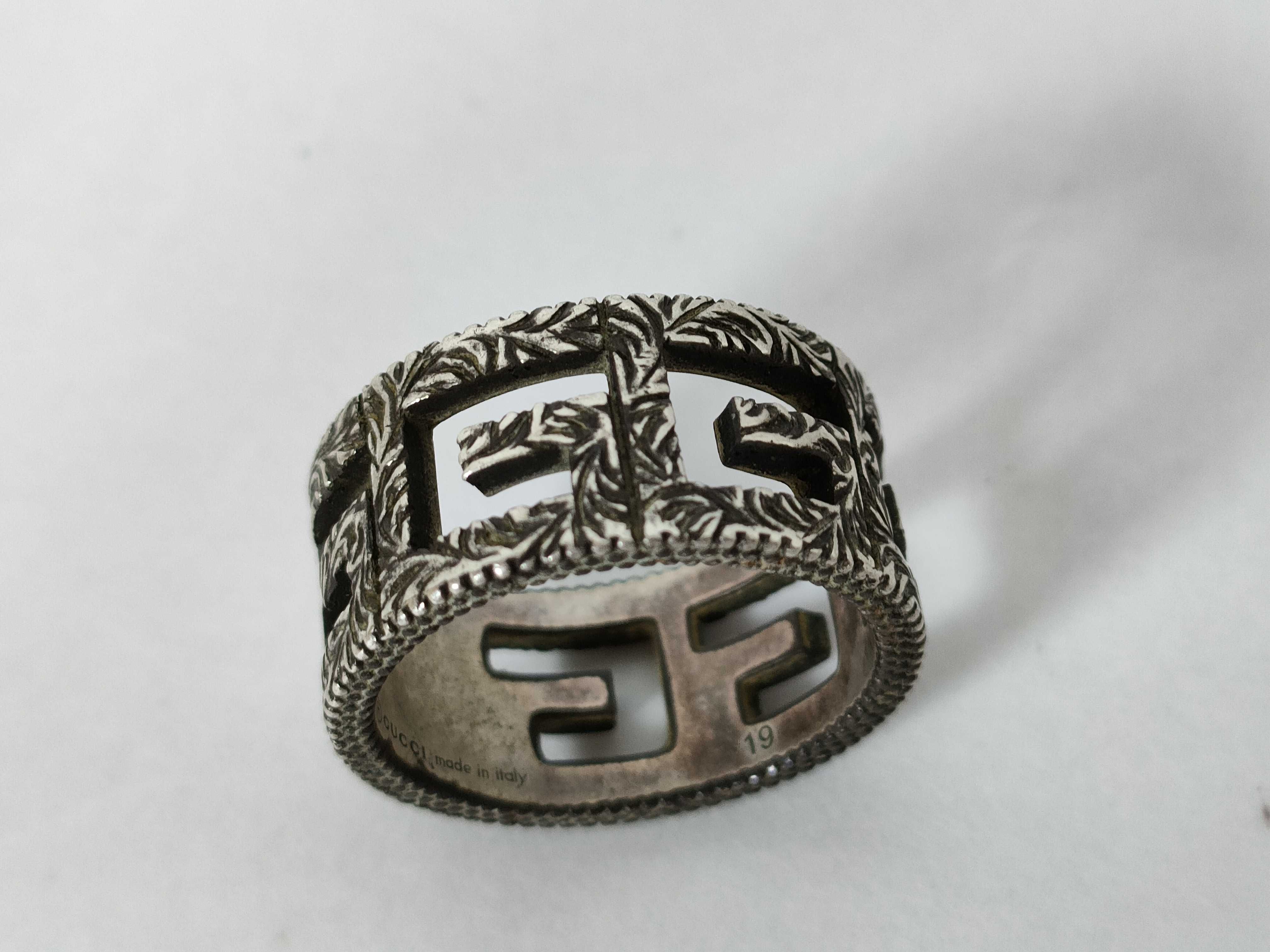 GG Ring, Silver, GG Logo, Arabesque Design, Size 19 — view 6